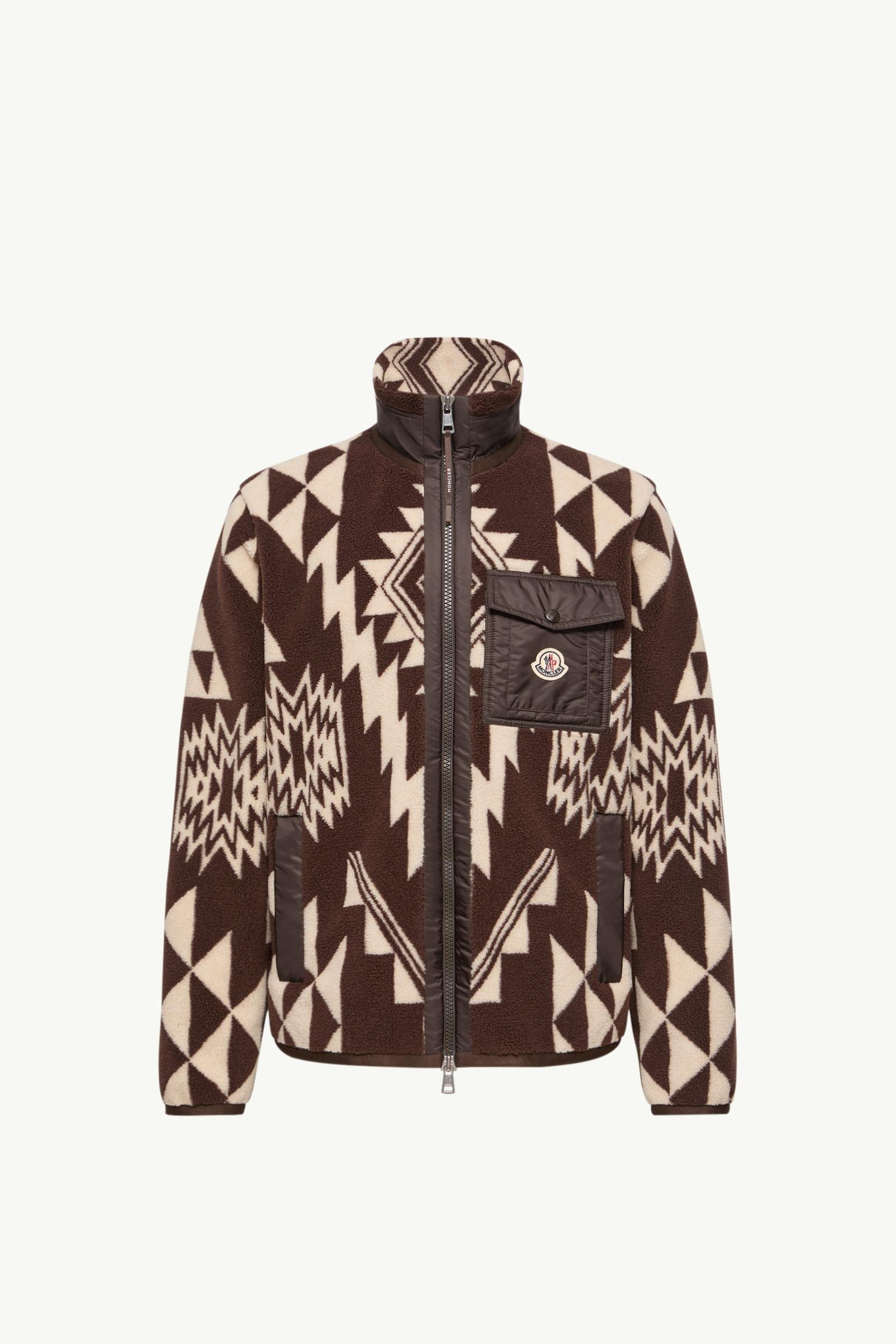 Geometric Teddy Zip-Up Hoodie - 图片 3