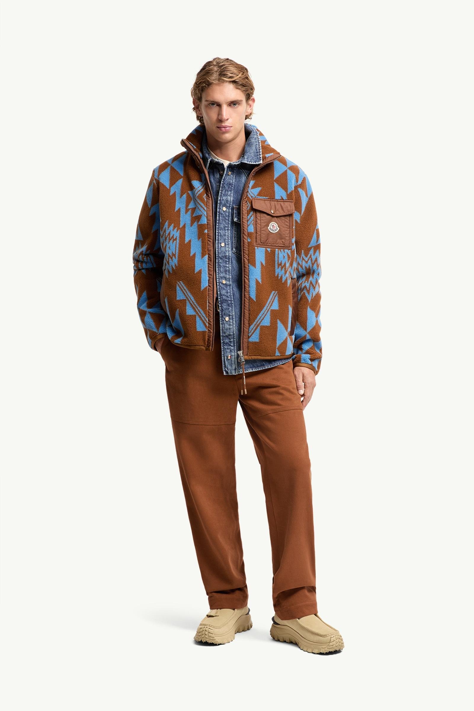 Geometric Teddy Zip-Up Hoodie