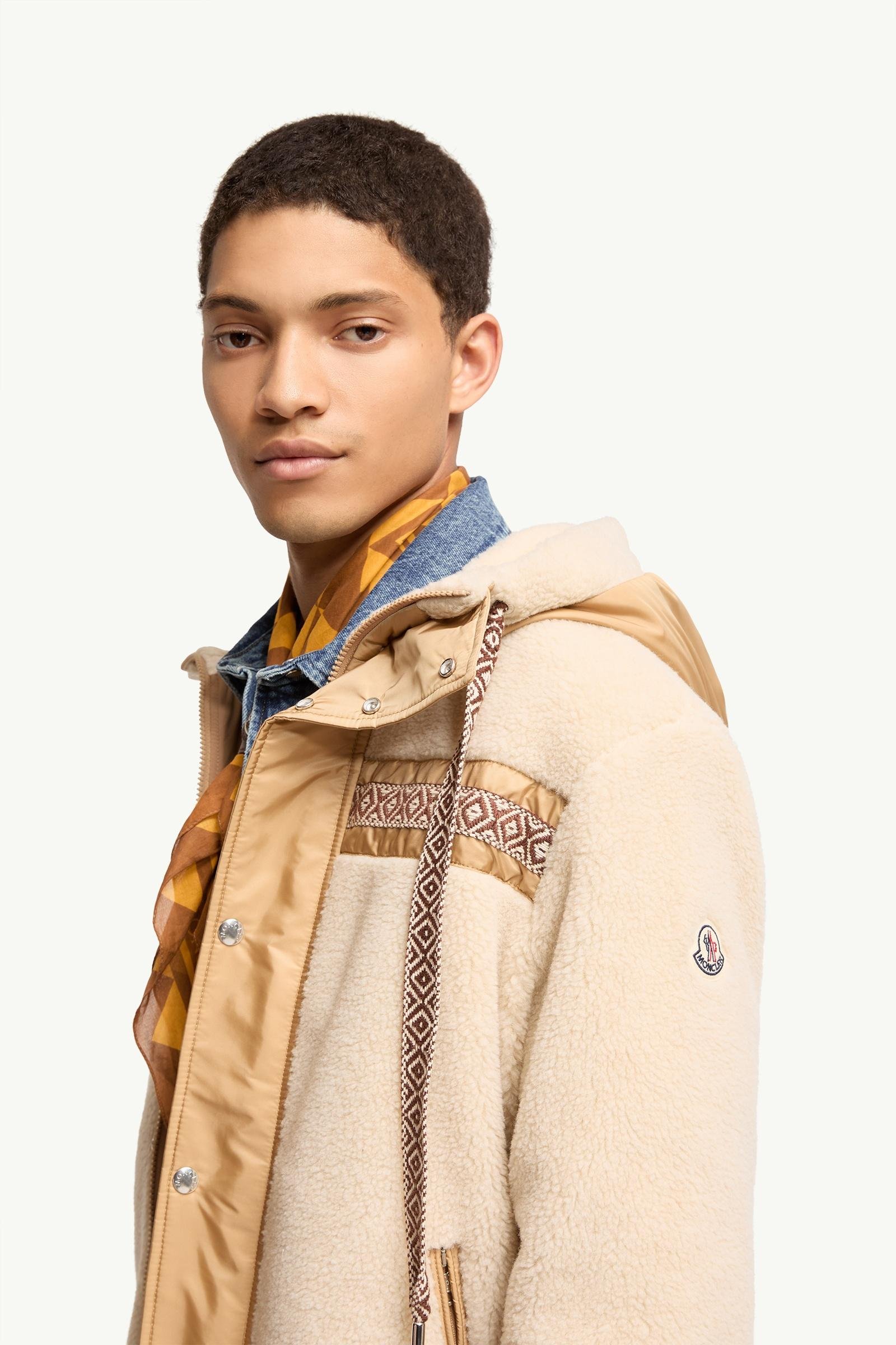 Geometric Trim Teddy Zip-Up Hoodie - 图片 2