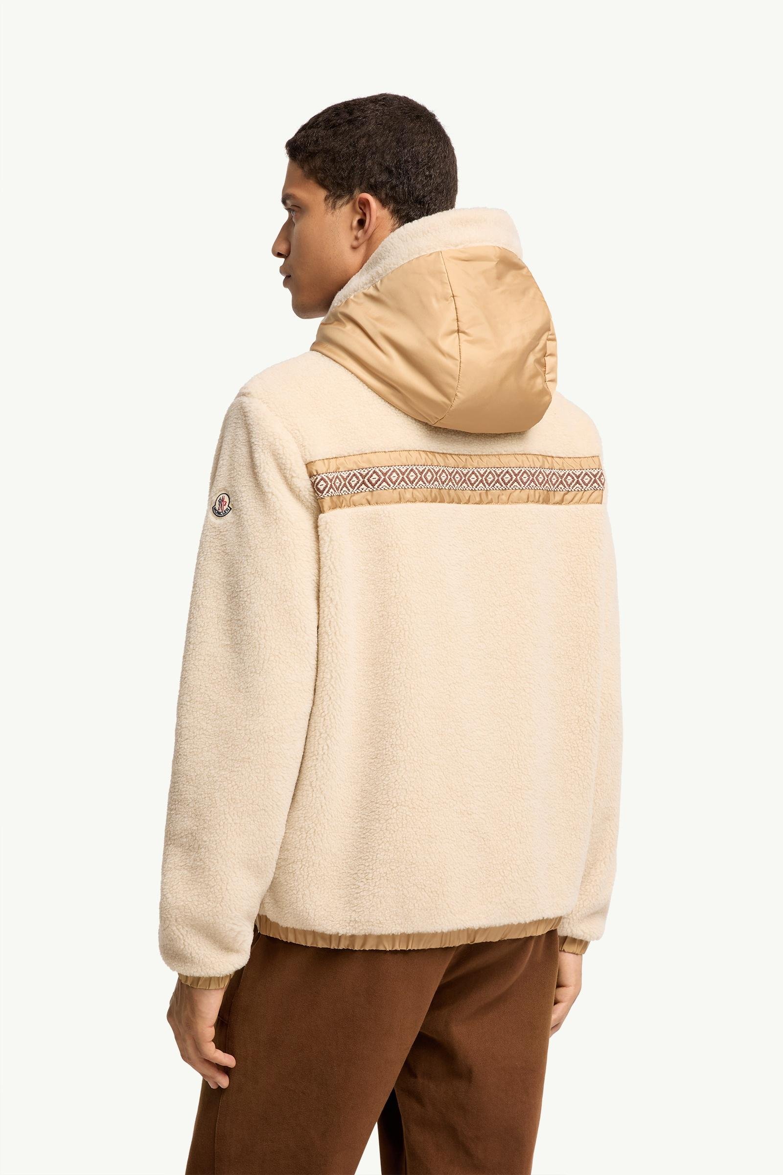 Geometric Trim Teddy Zip-Up Hoodie - 图片 5