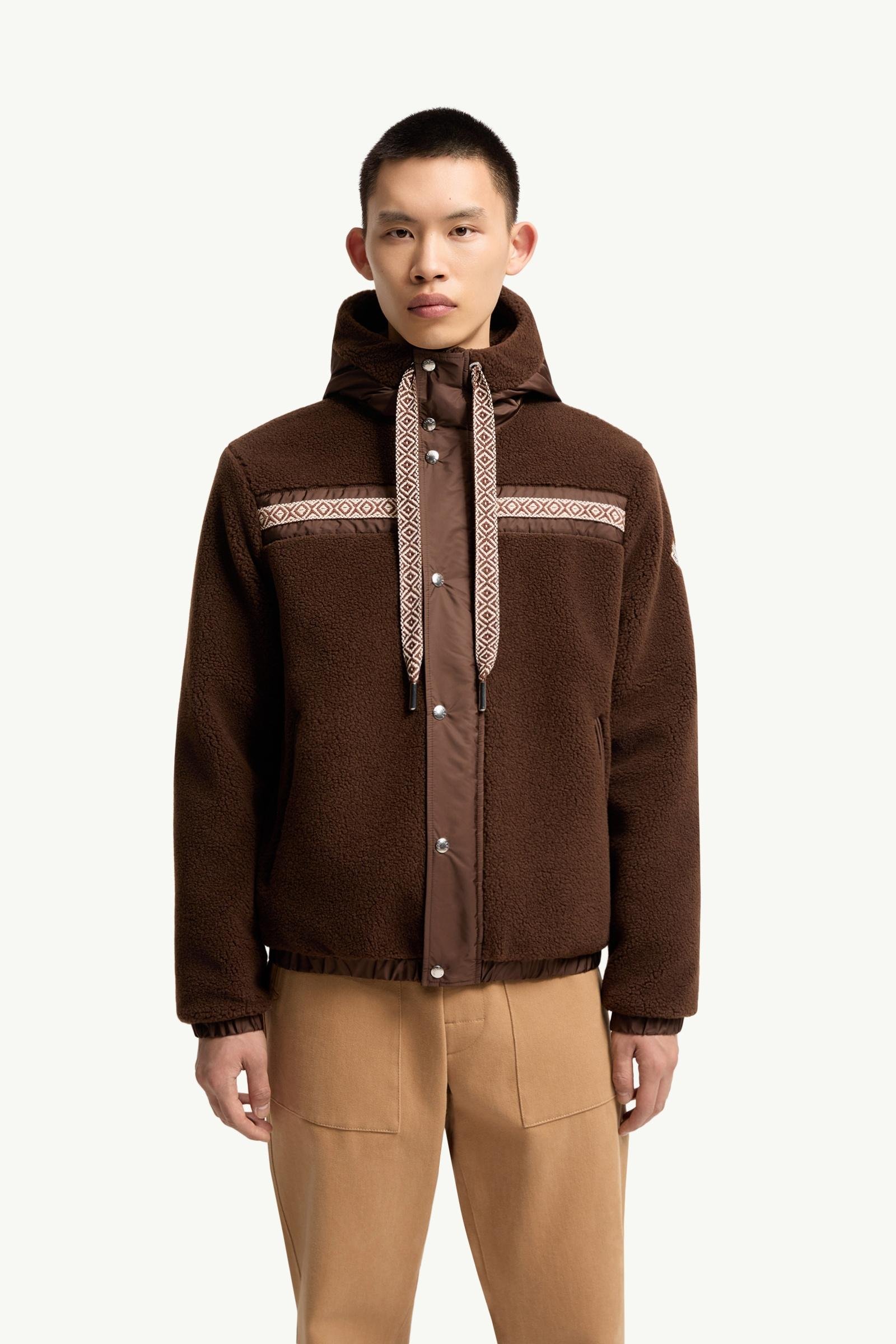 Geometric Trim Teddy Zip-Up Hoodie - 图片 4
