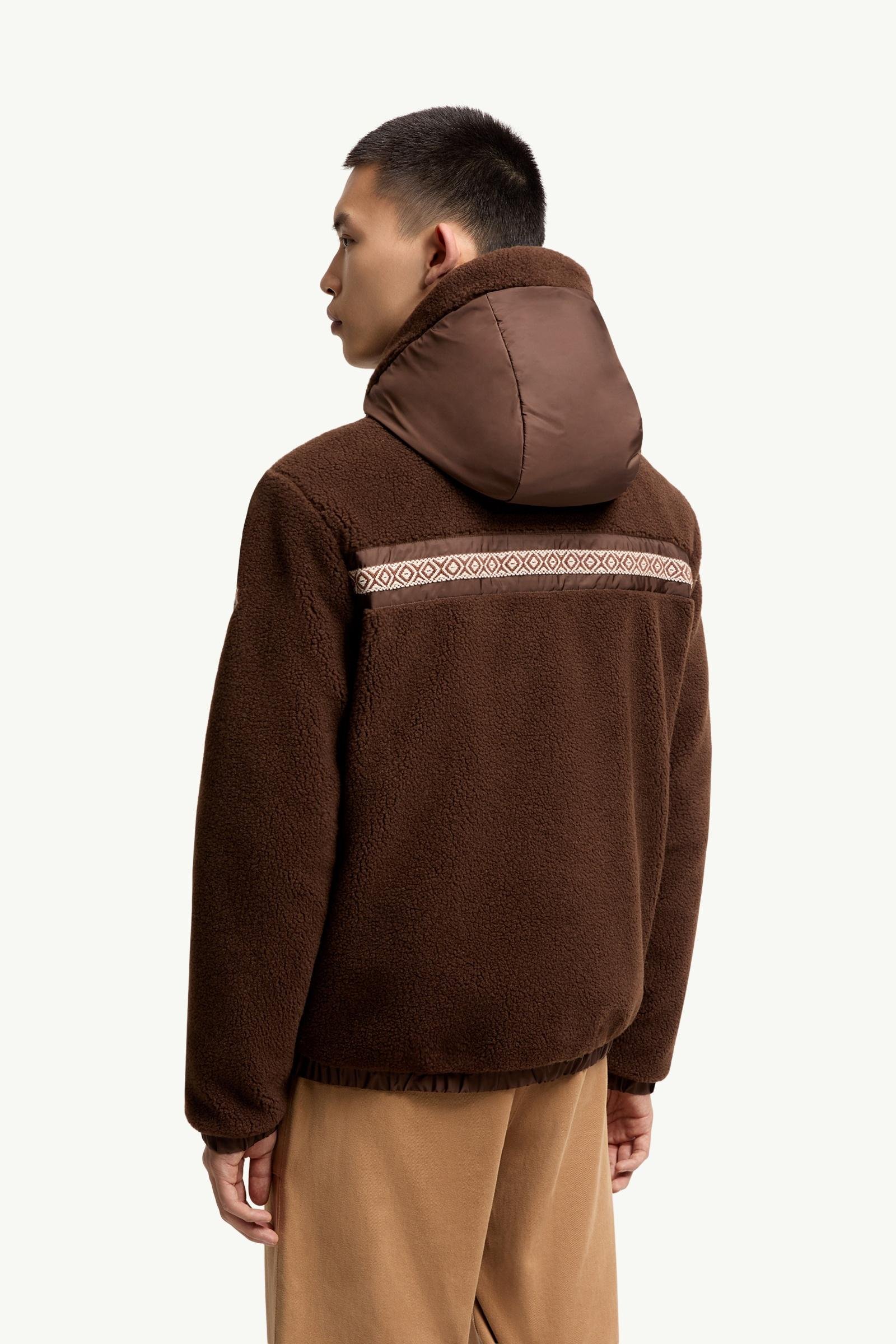 Geometric Trim Teddy Zip-Up Hoodie - 图片 5