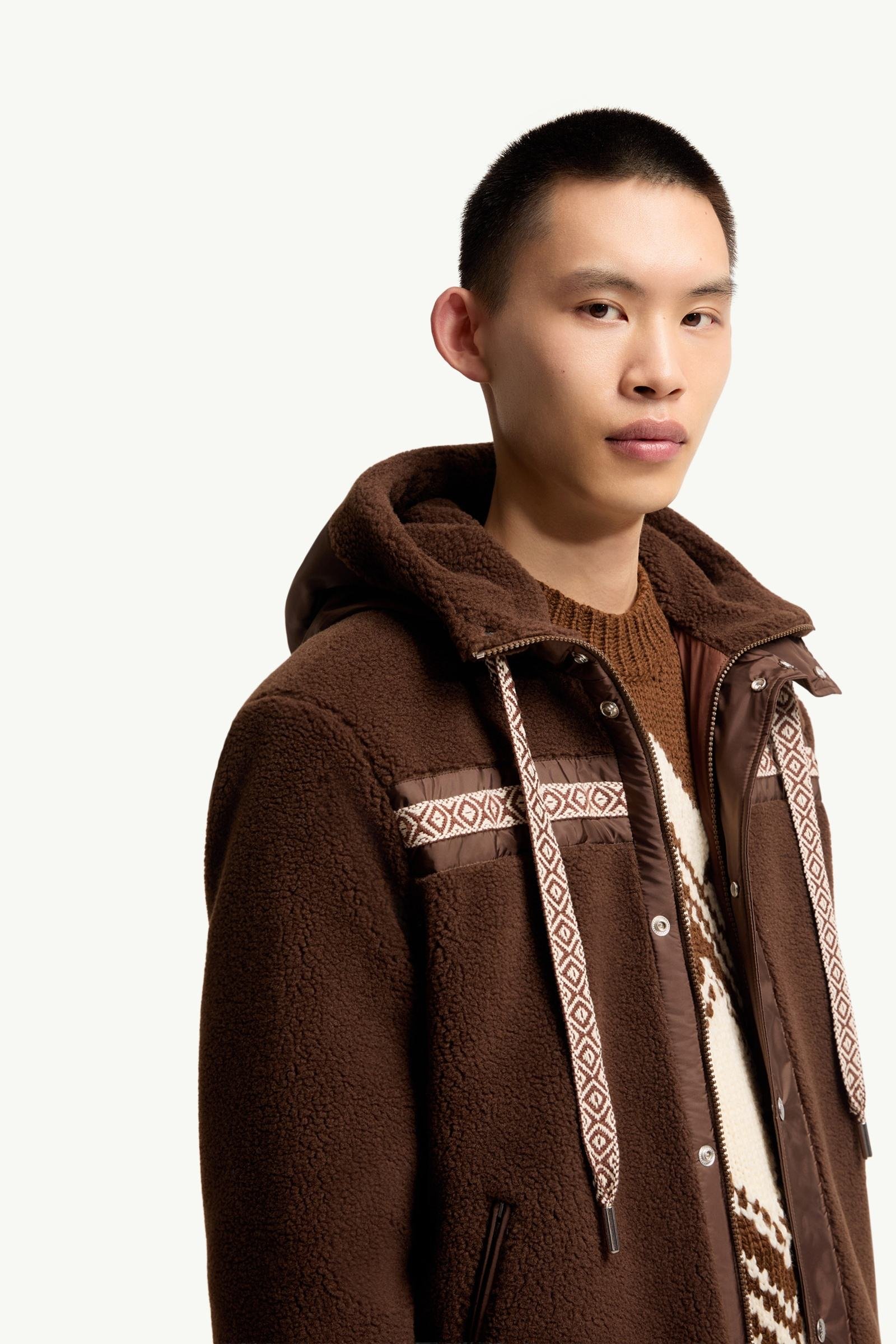 Geometric Trim Teddy Zip-Up Hoodie - 图片 6