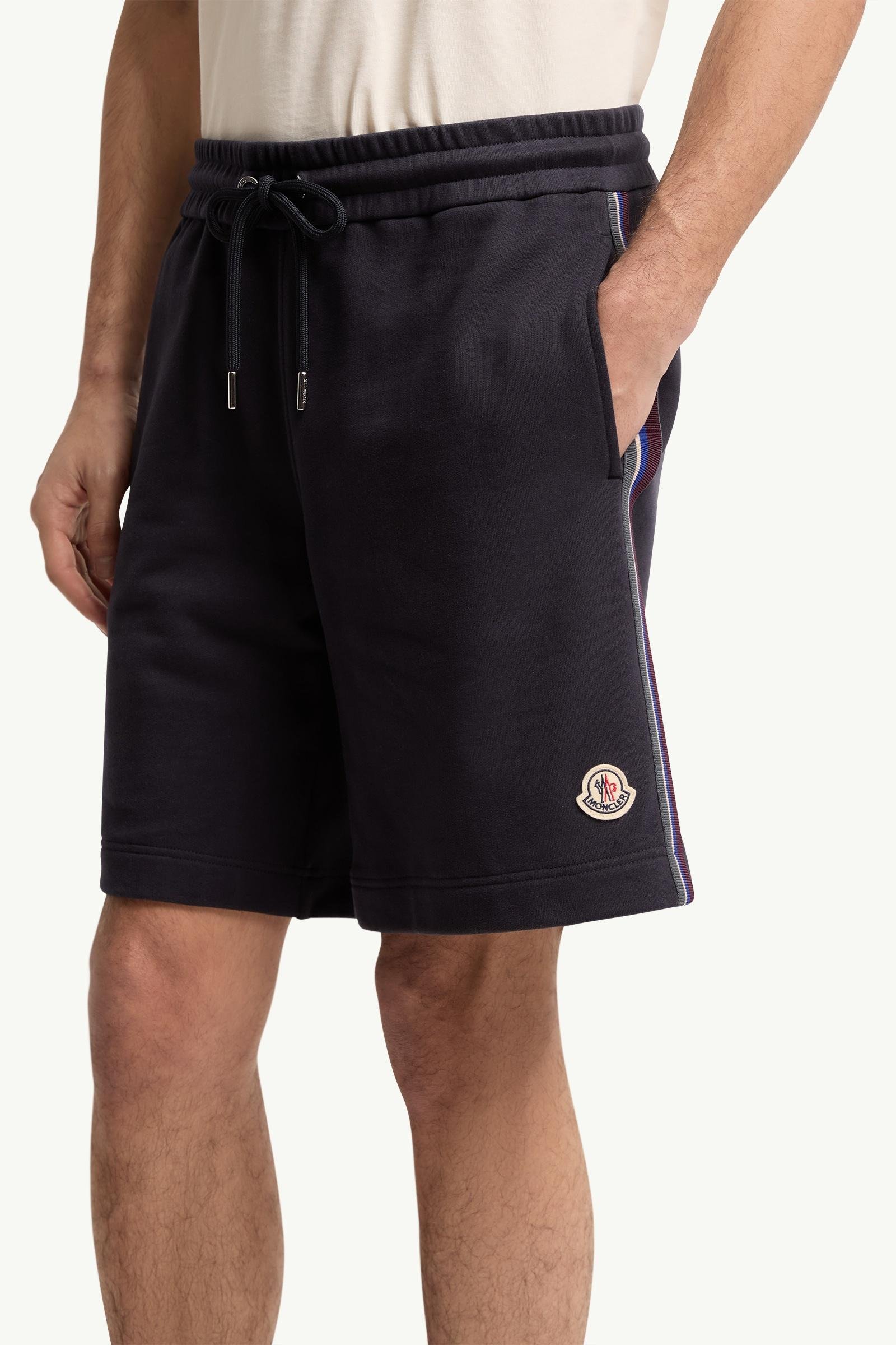 Striped Trim Cotton Fleece Shorts - 图片 2