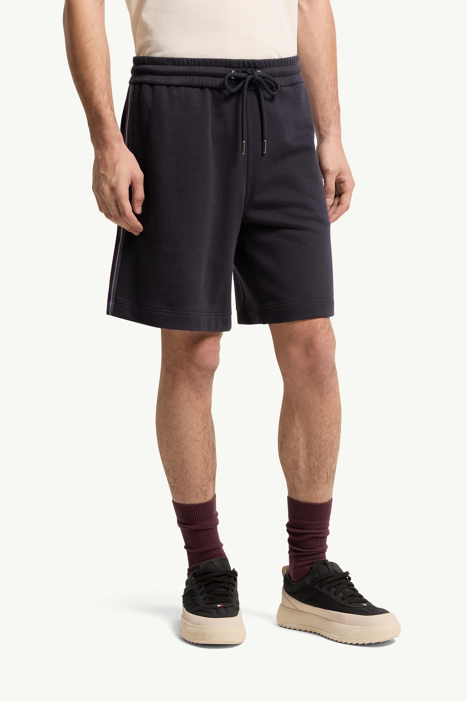 Striped Trim Cotton Fleece Shorts - 图片 4