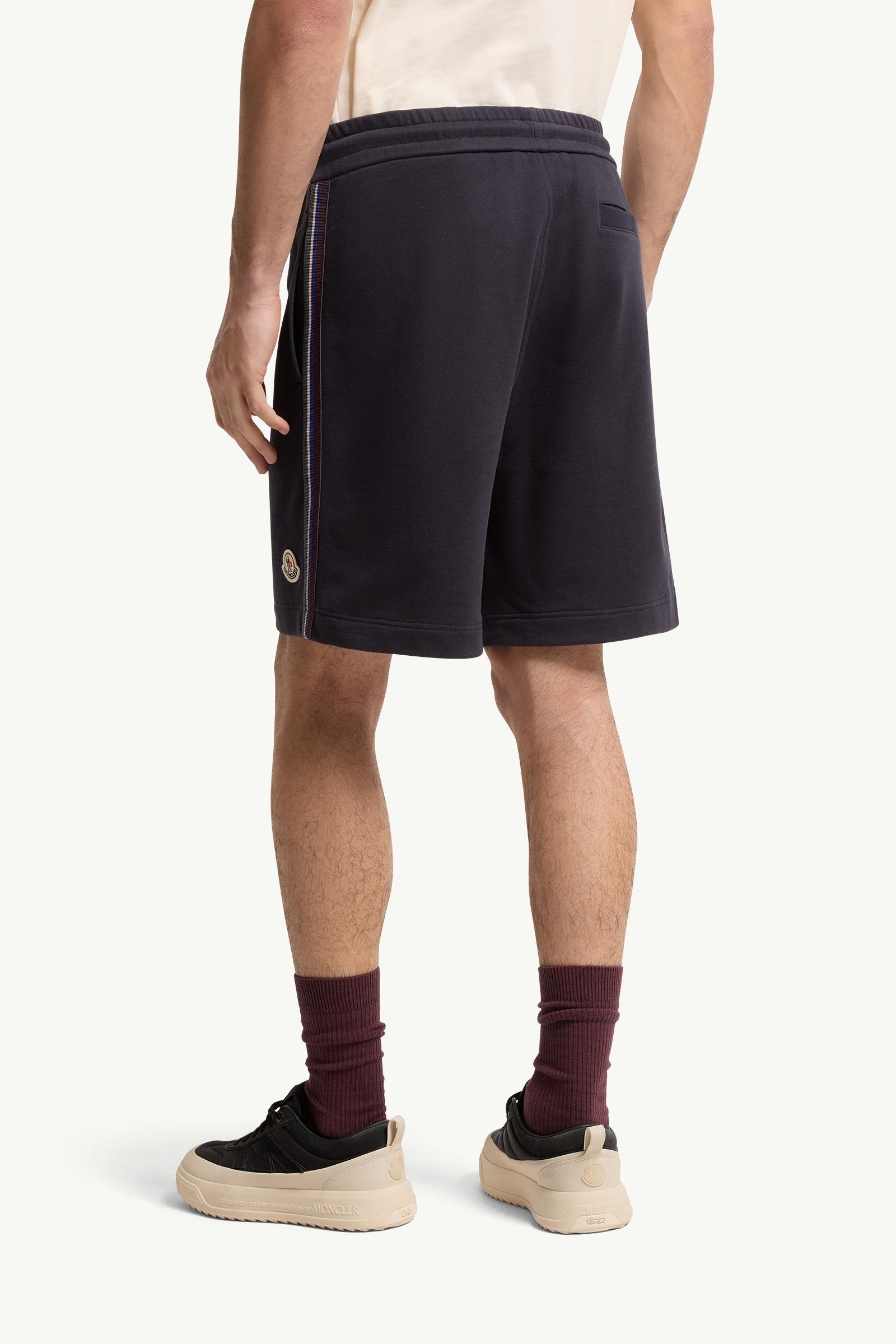 Striped Trim Cotton Fleece Shorts - 图片 5