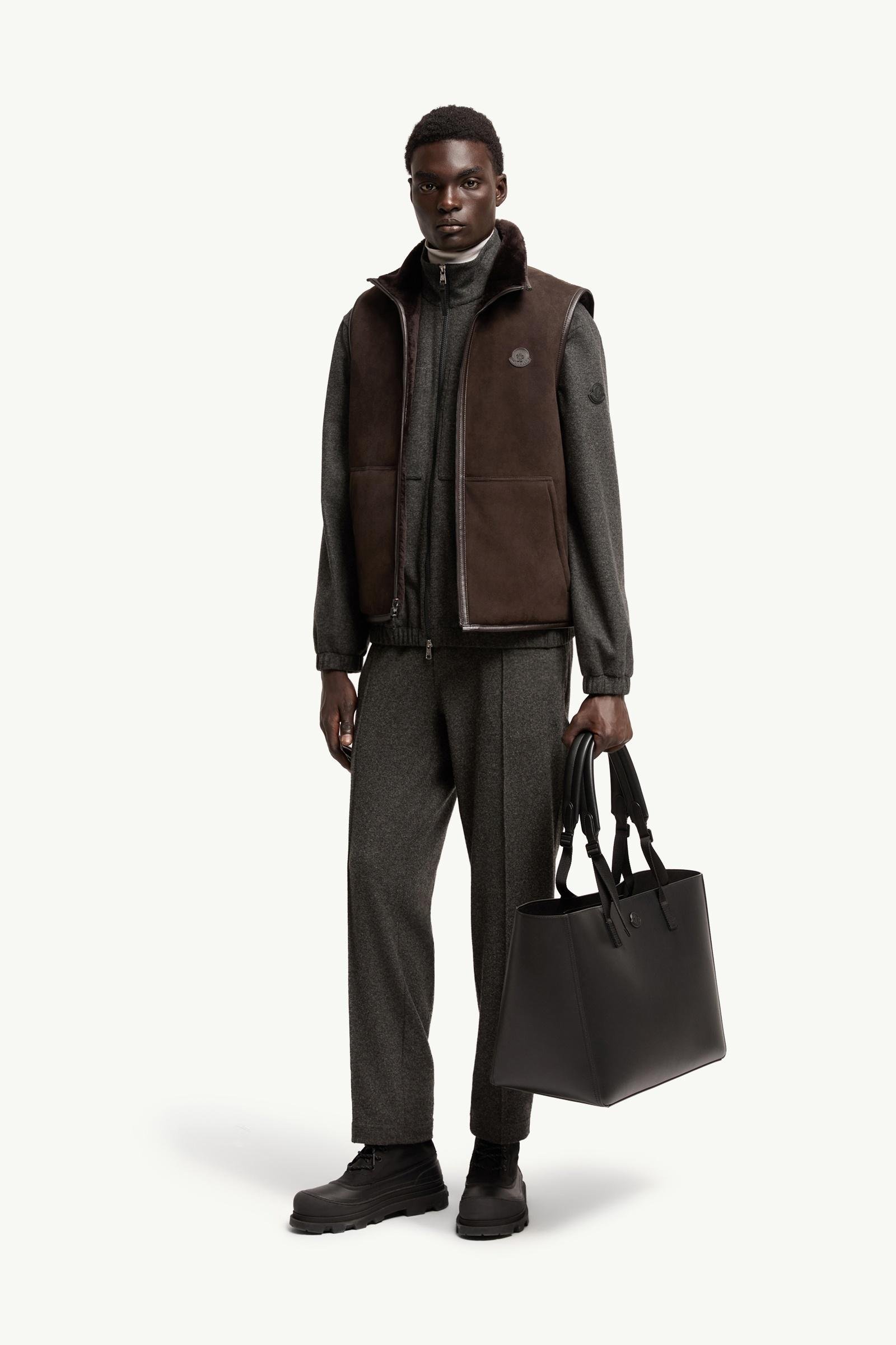 Leather Logo Flannel Trousers