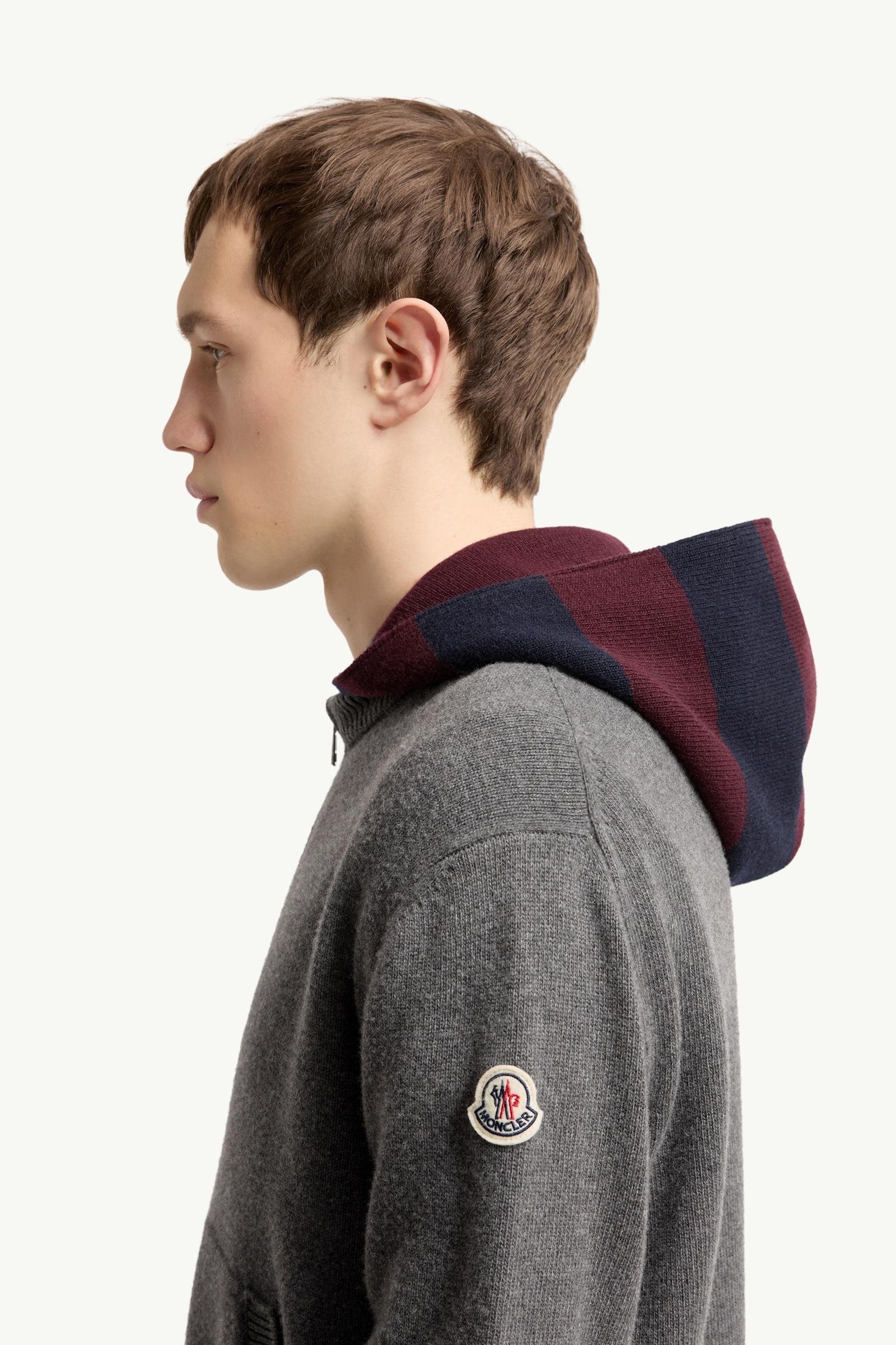 Alternative view of Striped Hood Wool & Cashmere Cardigan
