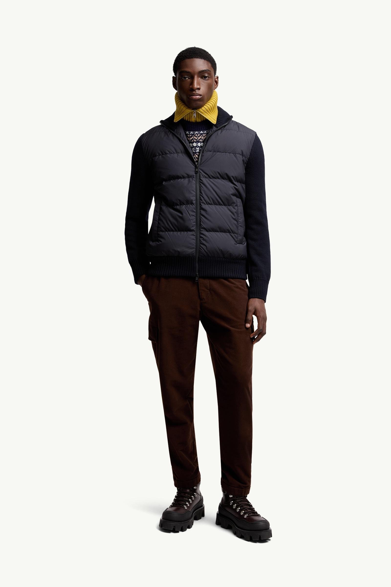 Padded Wool Zip-Up Cardigan