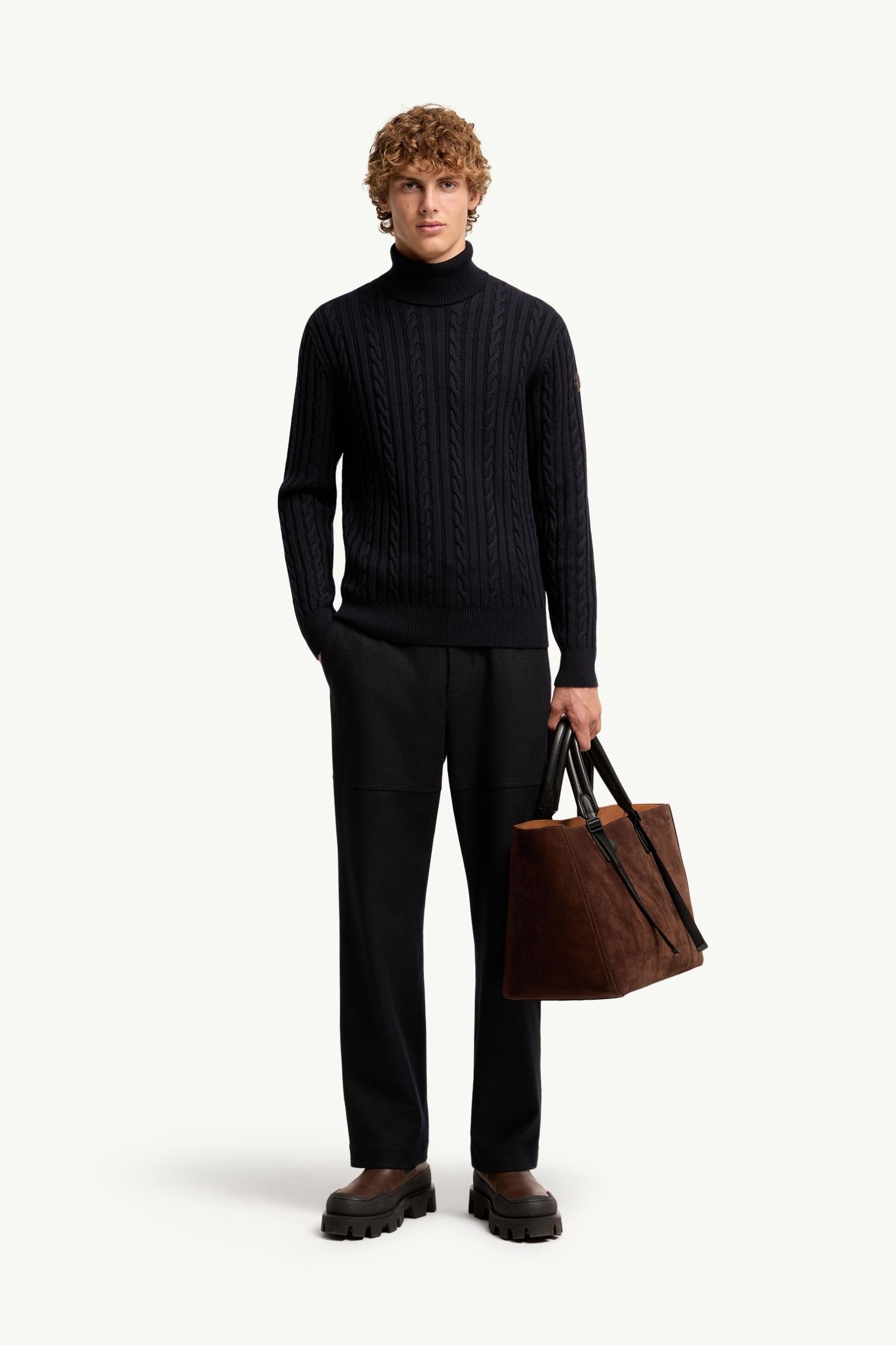 Leather Logo Wool Jumper