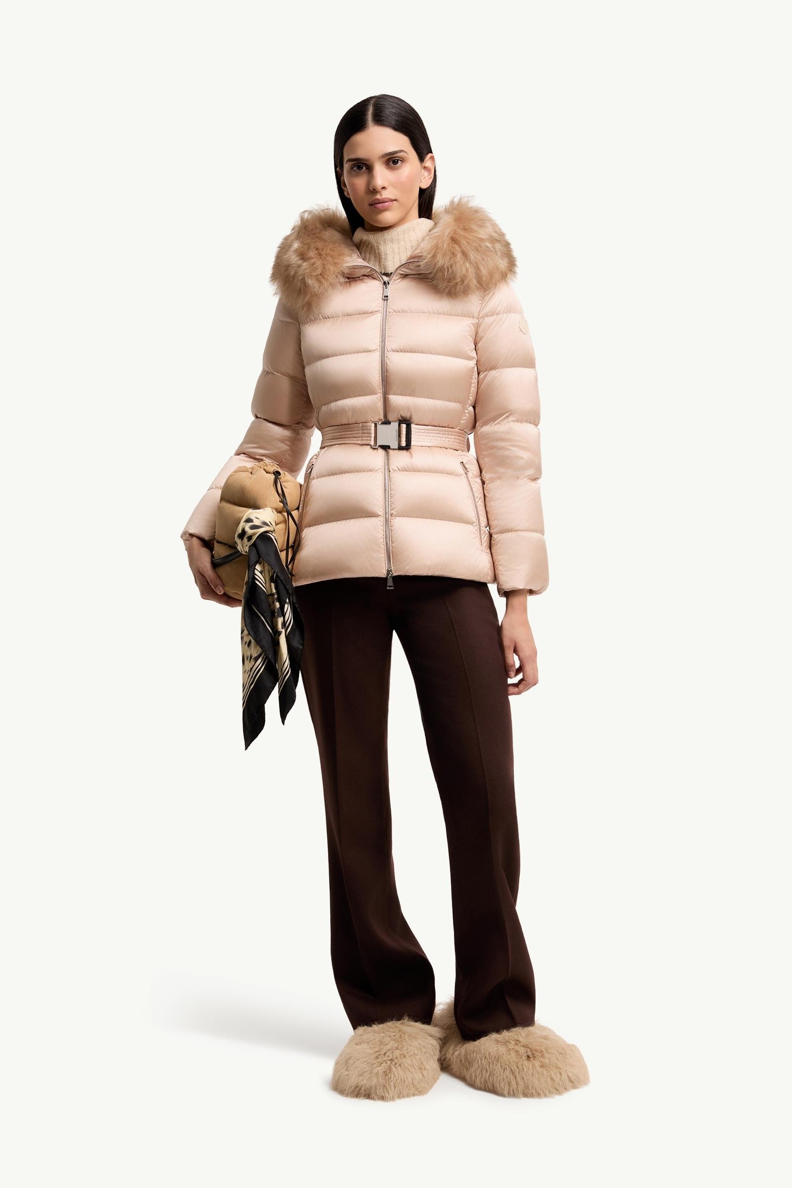 Cupidones Hooded Shearling-Trimmed Short Down Jacket