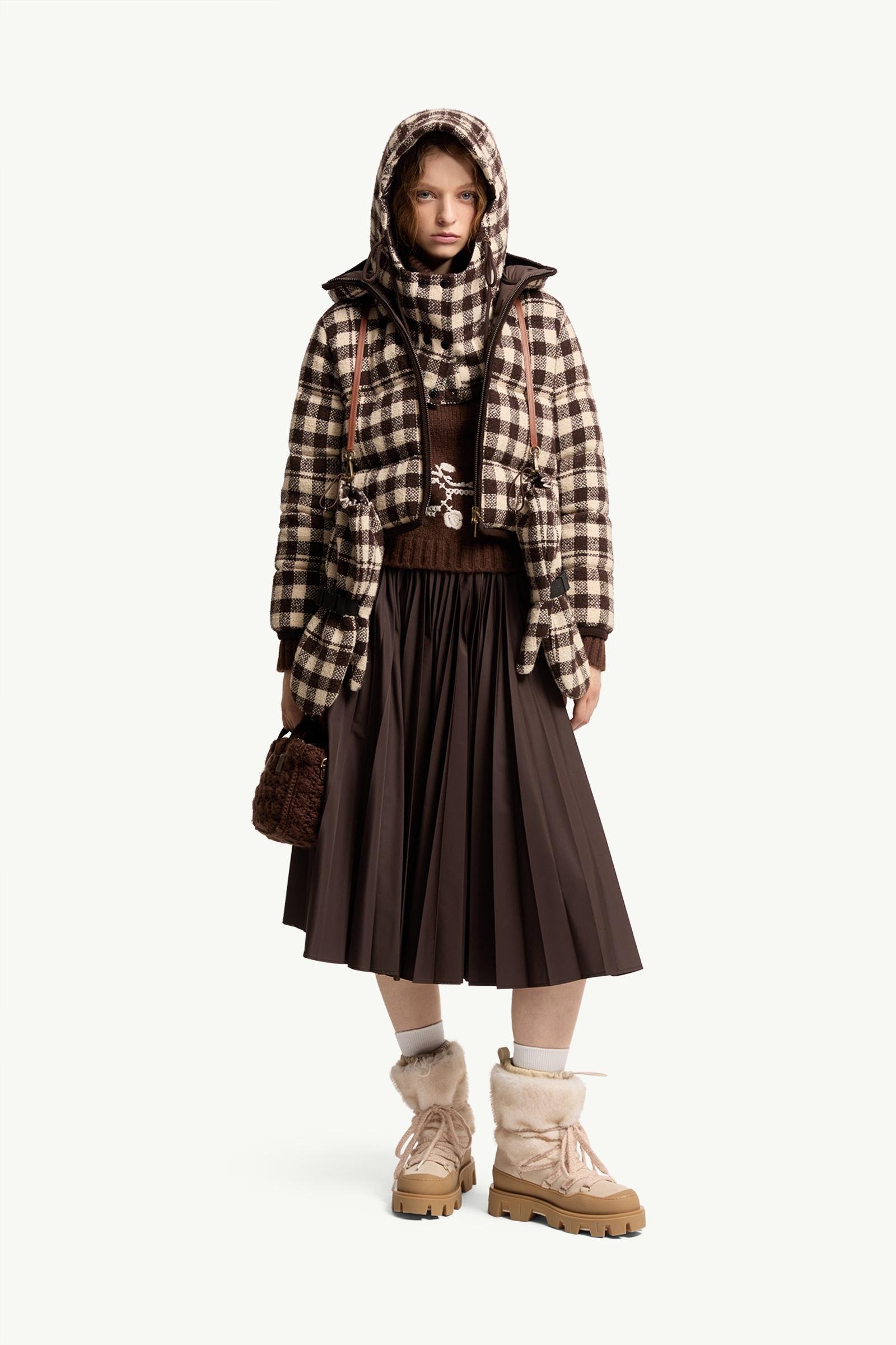 Abstraction Hooded Wool Blend Short Down Jacket