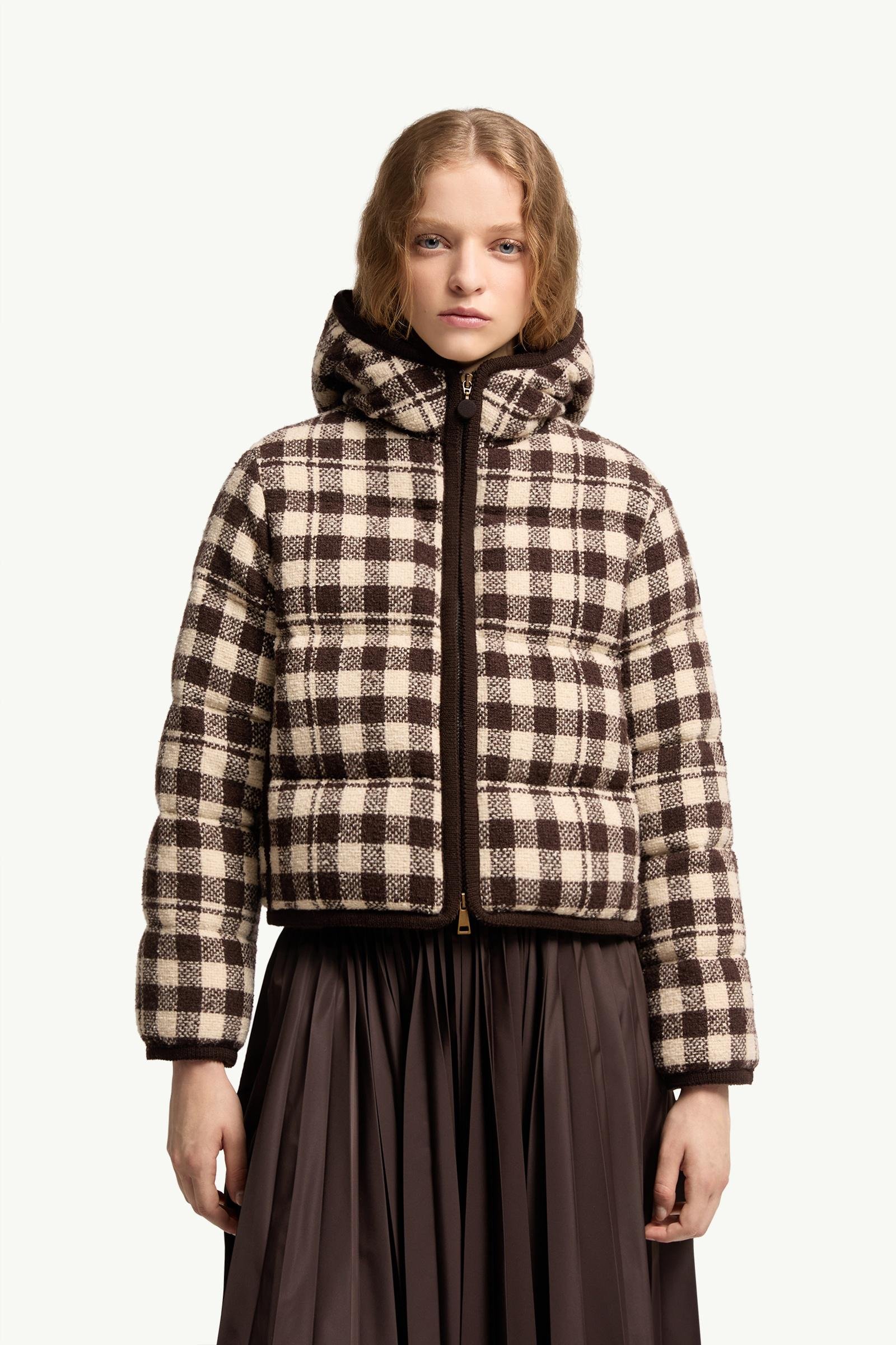 Abstraction Hooded Wool Blend Short Down Jacket - 图片 4