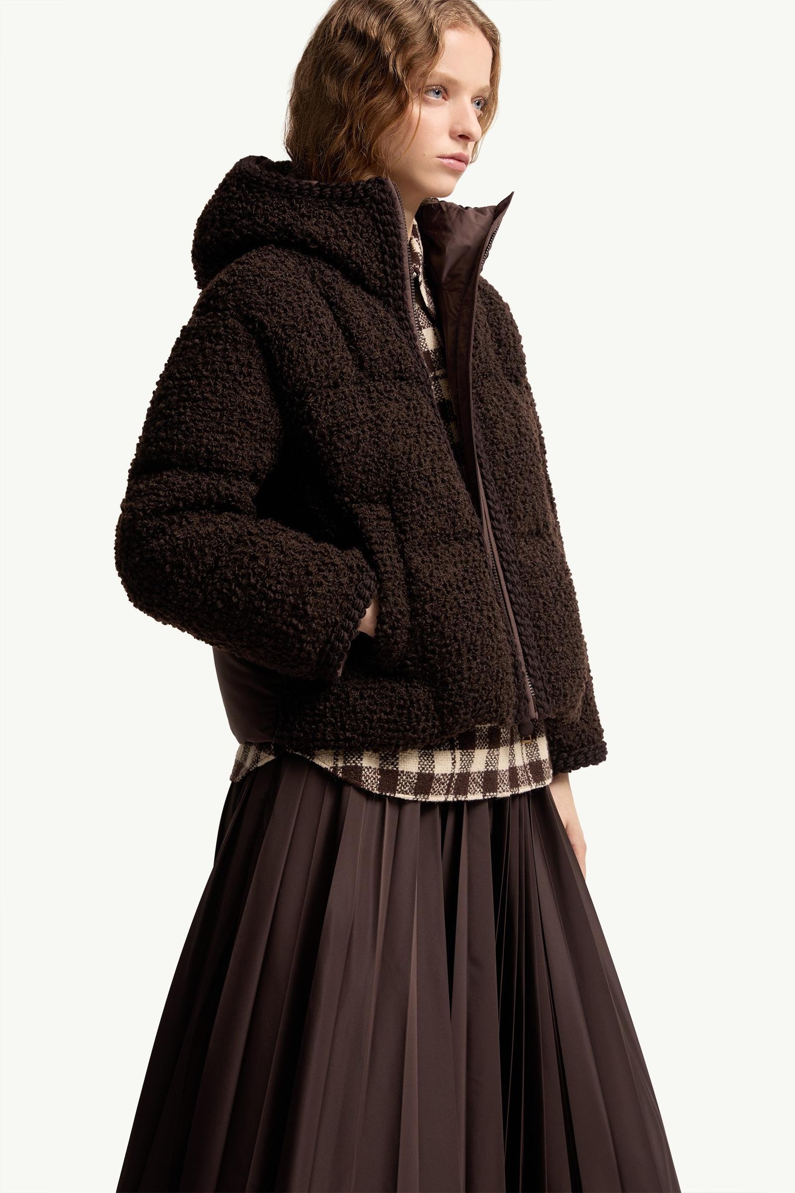 Cristallin Hooded Wool Blend Short Down Jacket - 图片 6