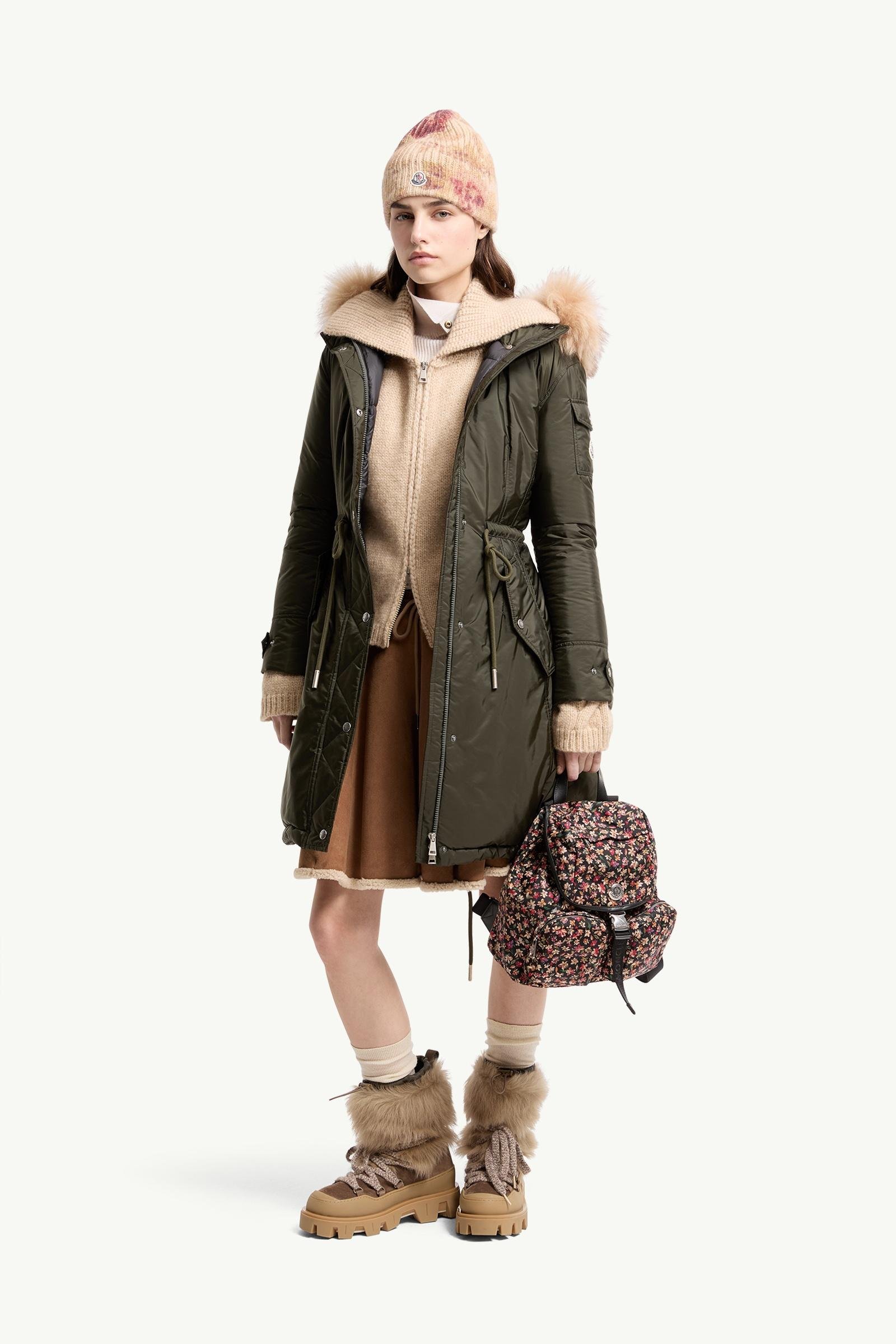 Moustique Hooded Shearling Trimmed Long Down Parka