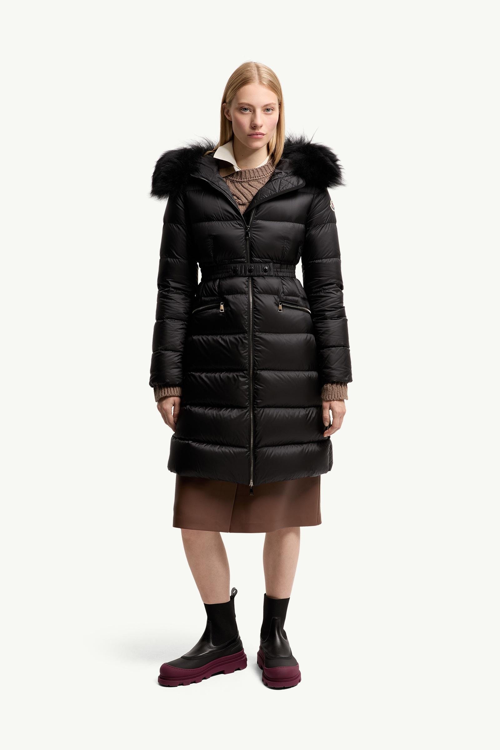 Boedic Hooded Shearling-Trimmed Long Down Jacket