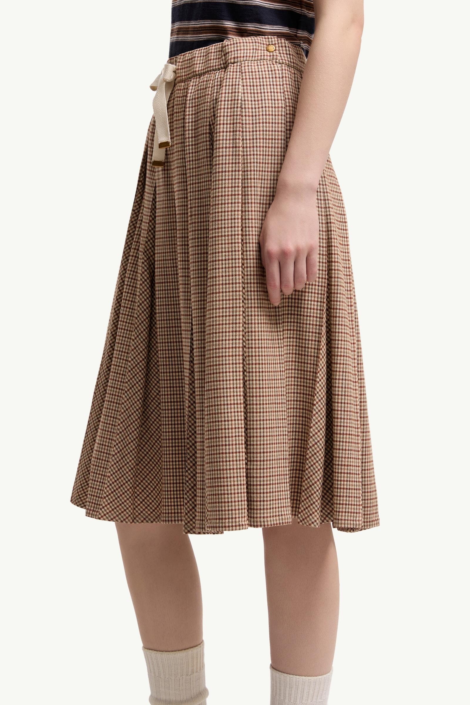 Microcheck Midi Wool Skirt - 图片 2