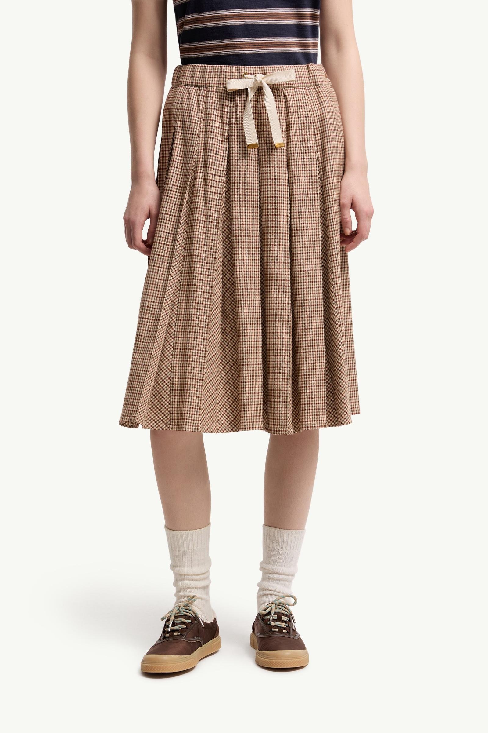 Microcheck Midi Wool Skirt - 图片 4
