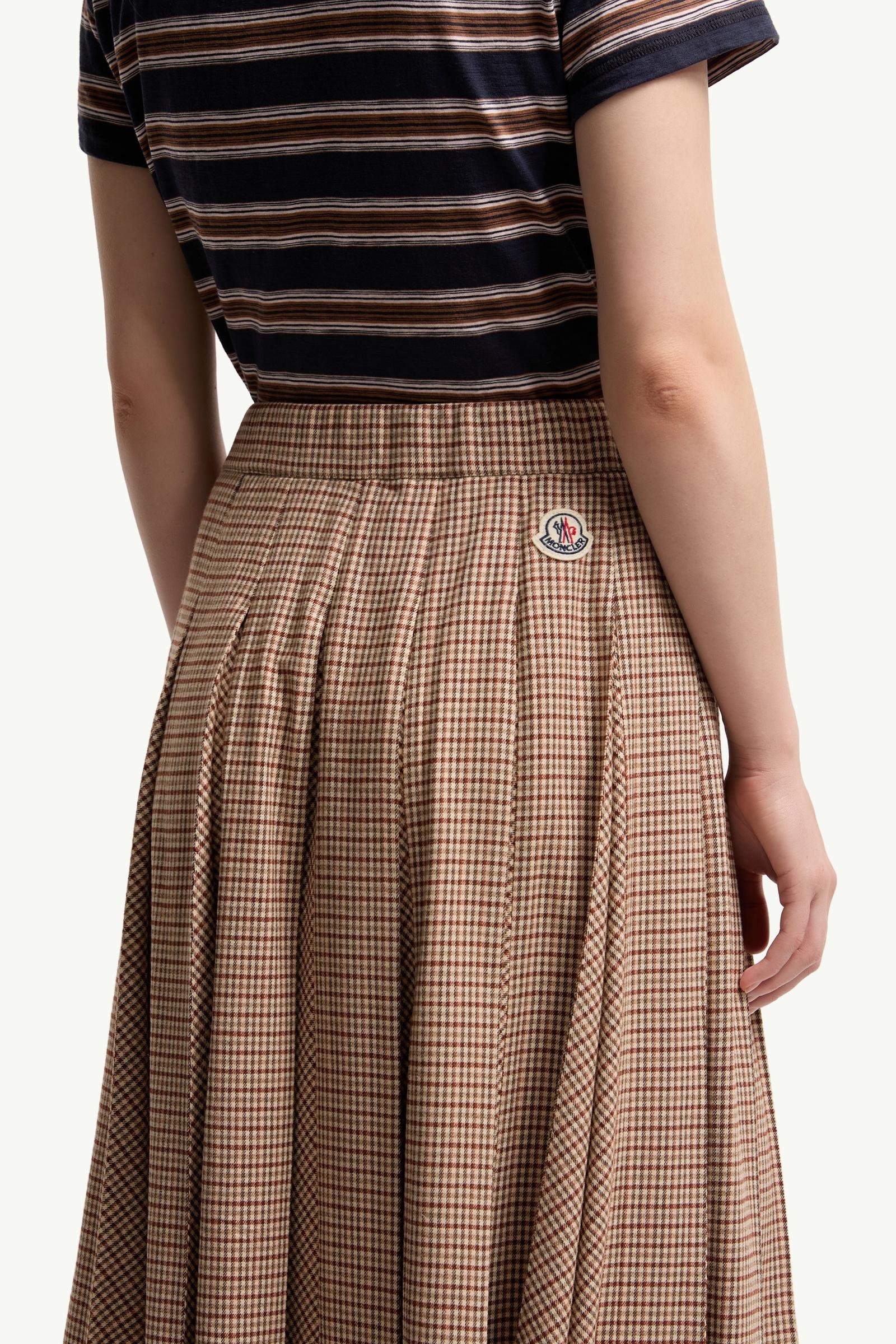 Microcheck Midi Wool Skirt - 图片 6