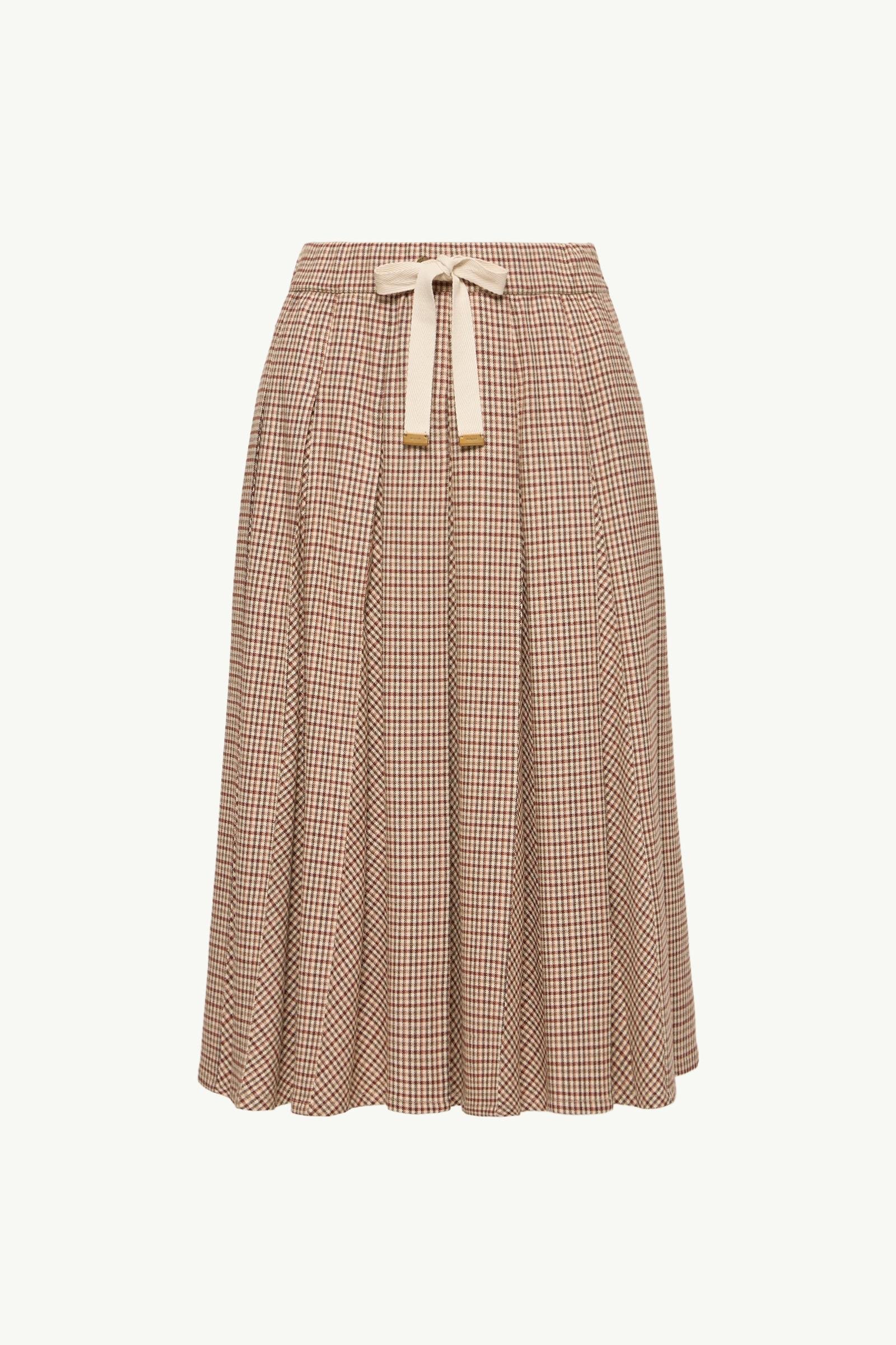 Microcheck Midi Wool Skirt - 图片 3