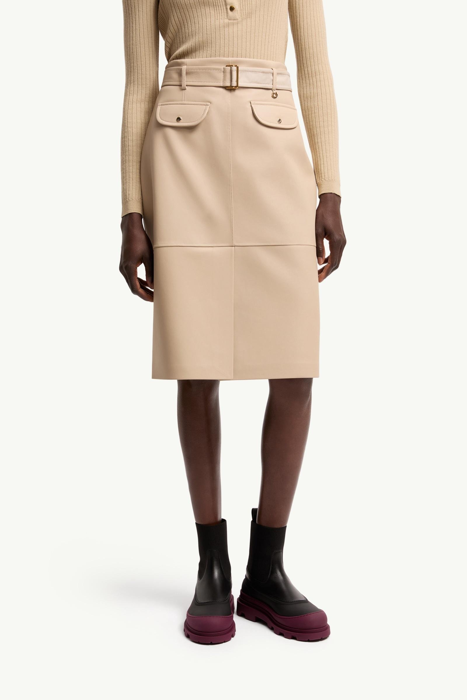 Knee-Length Leather Skirt - 图片 4