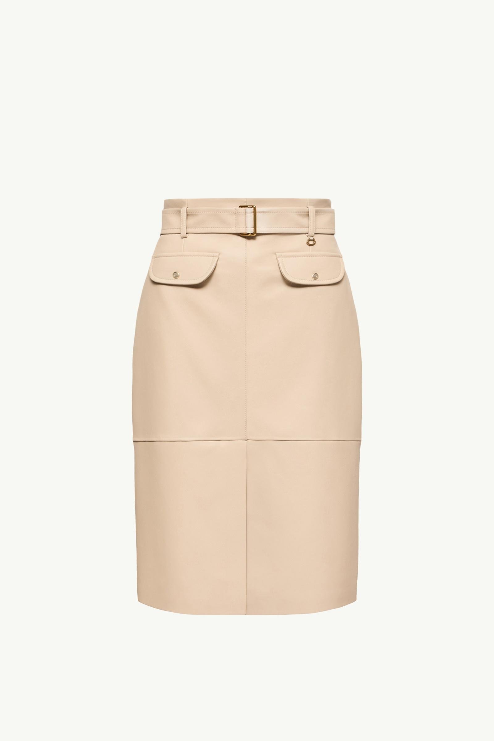 Knee-Length Leather Skirt - 图片 3