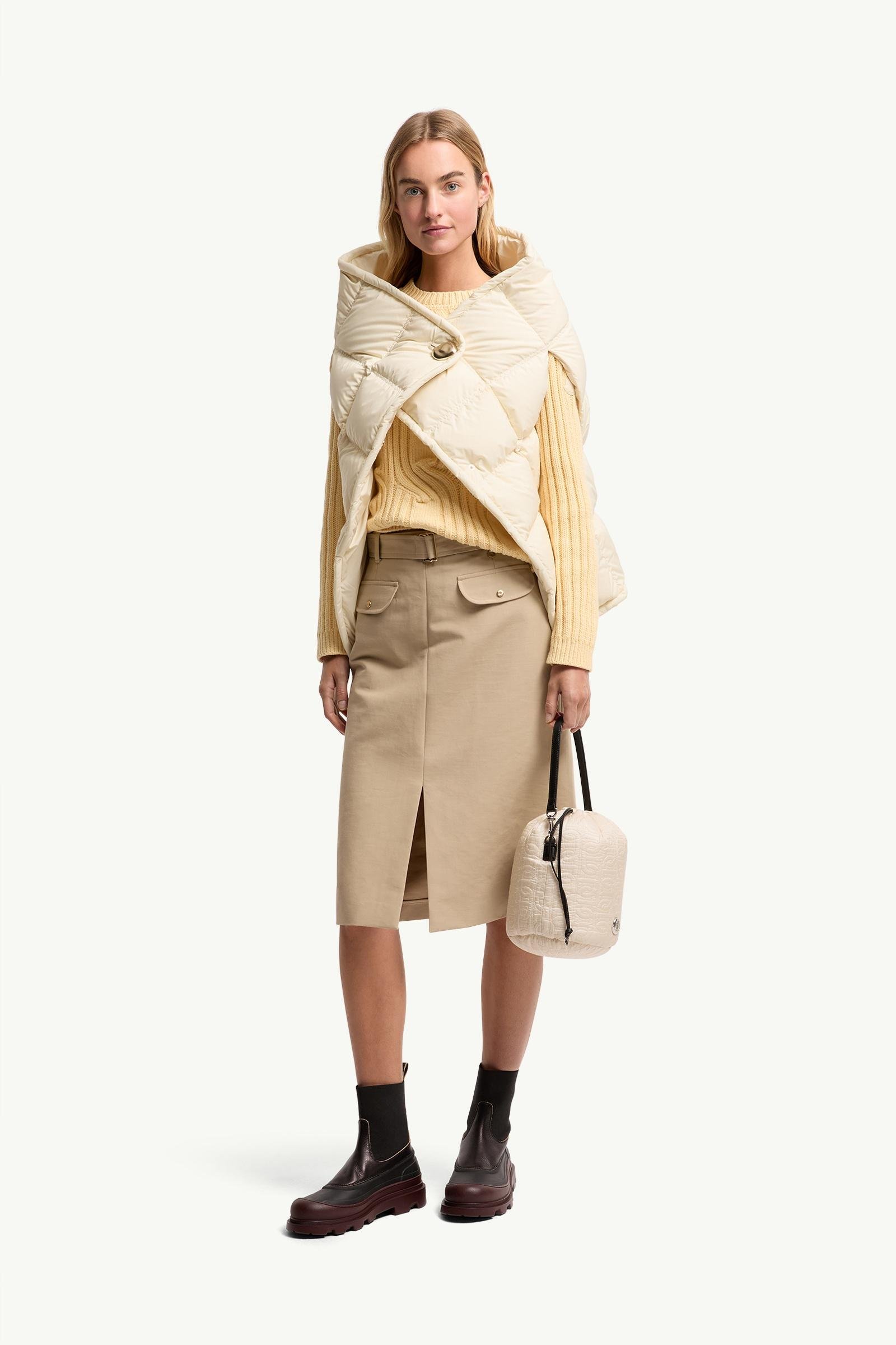Belted Knee-Length Cotton Skirt
