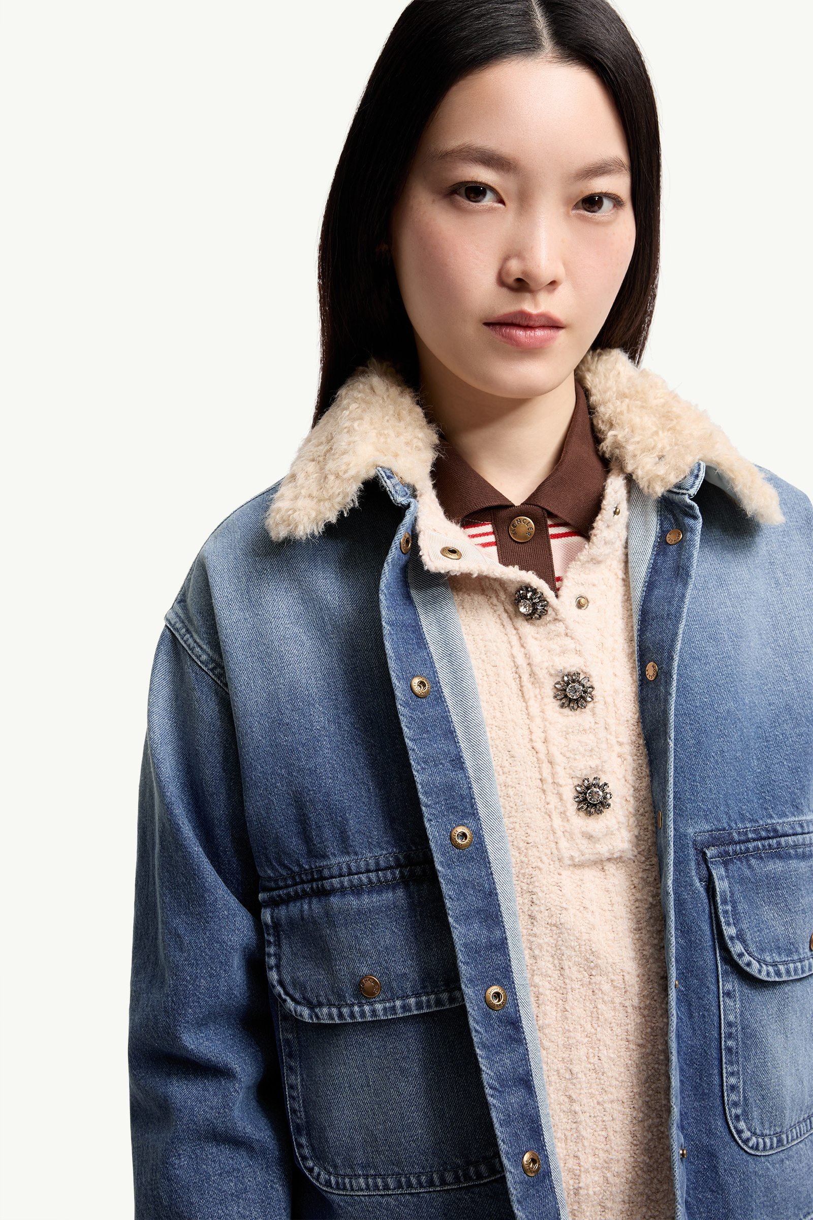 Teddy Trim Denim Shirt Jacket - 图片 7
