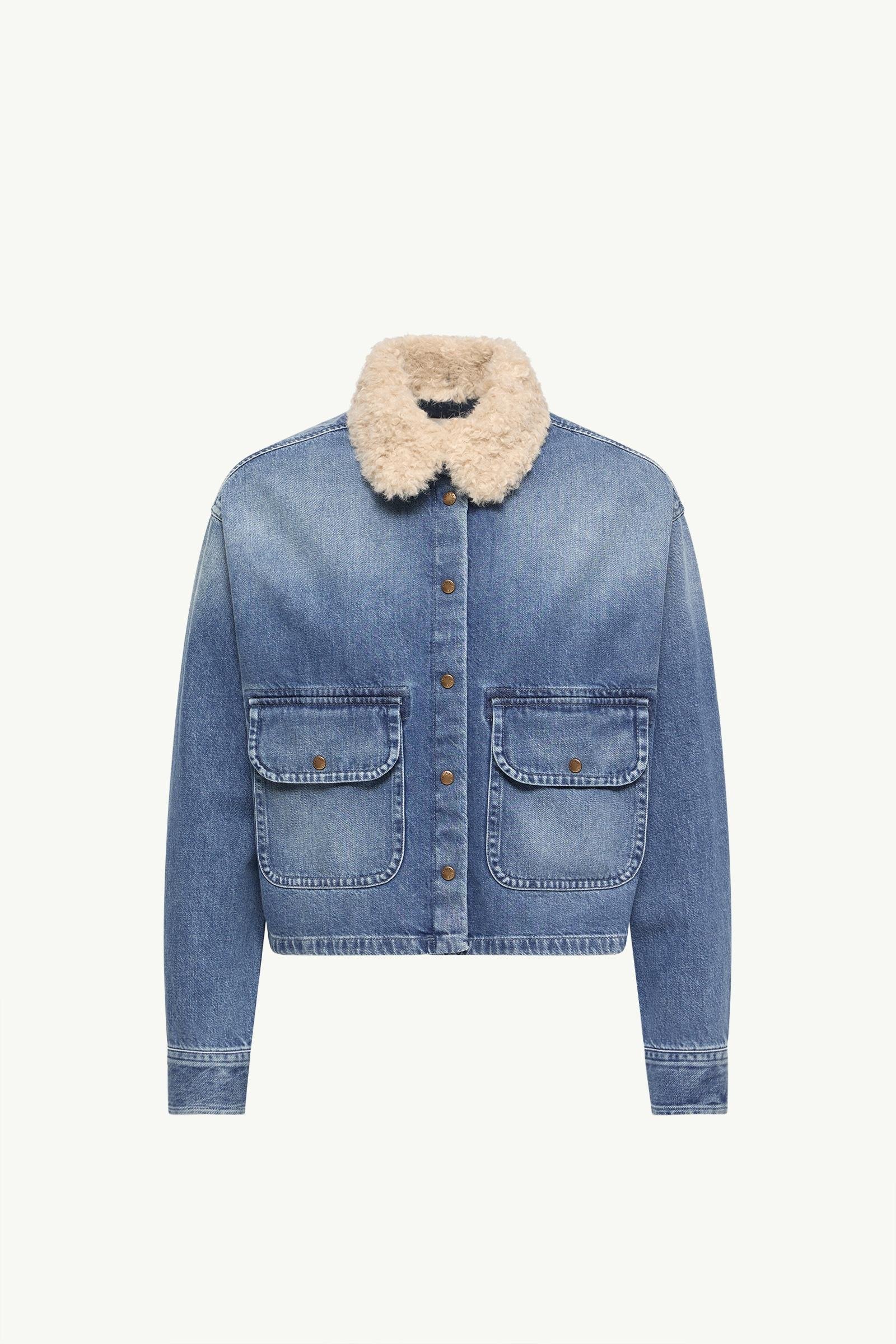 Teddy Trim Denim Shirt Jacket - 图片 3