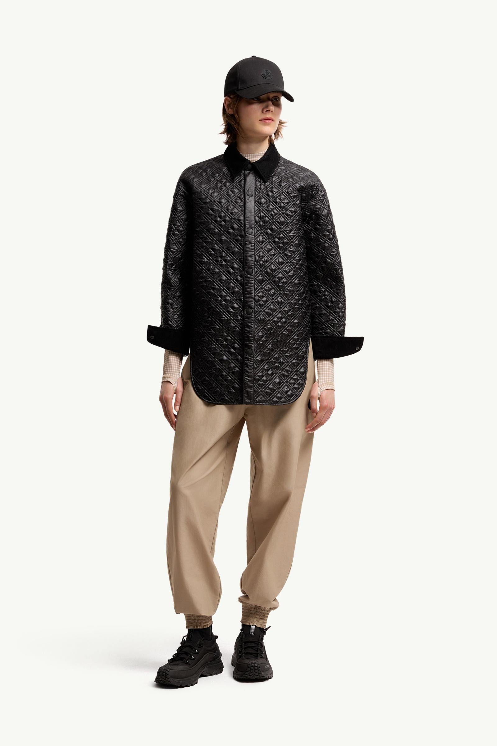 Corduroy-Trimmed Padded Shirt Jacket