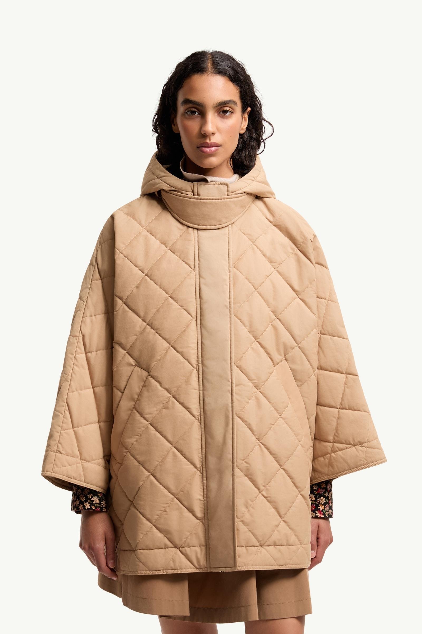 Diamond-Quilted Hooded Cape - 图片 4