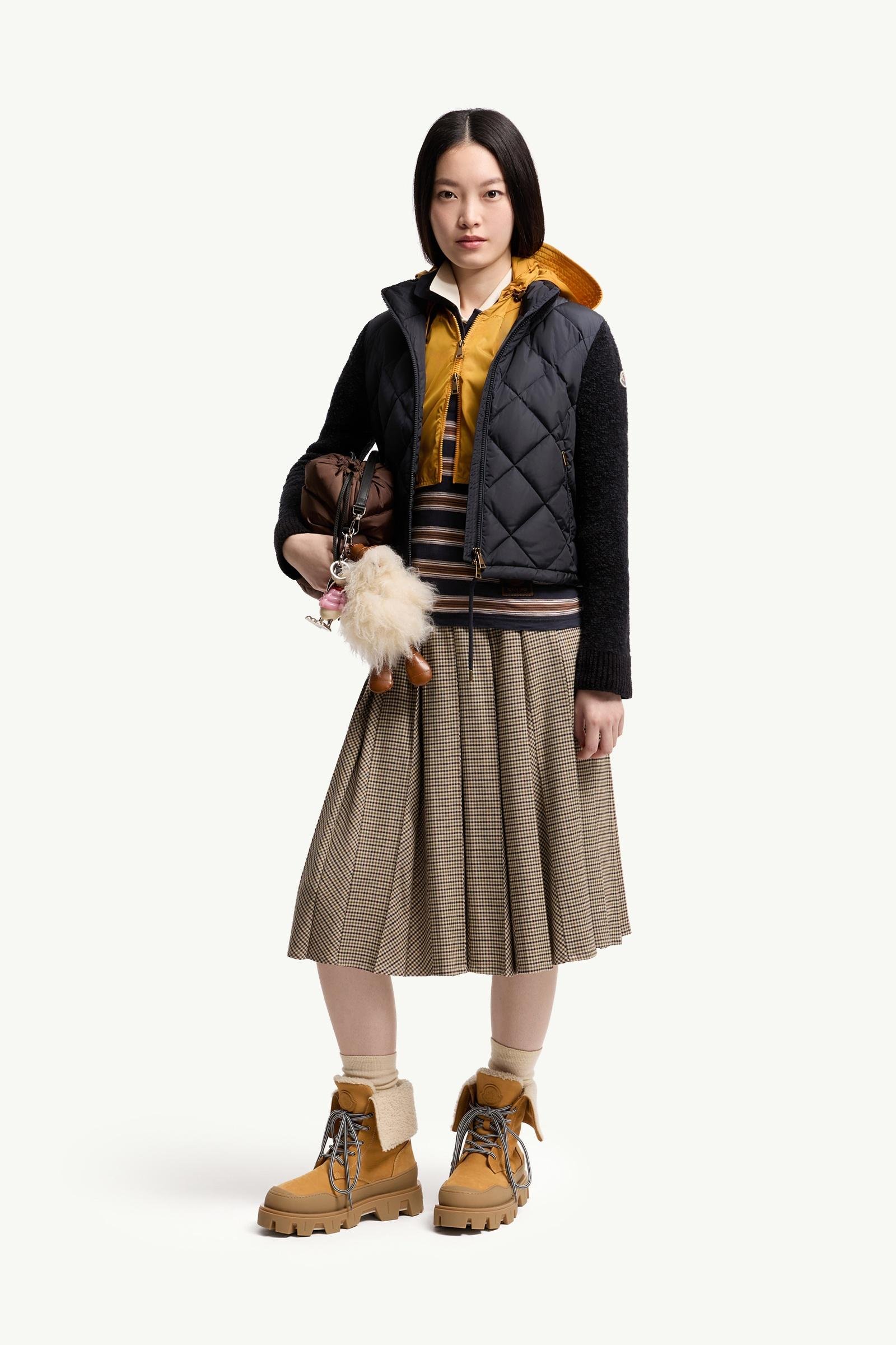 Cotton Blend Padded Zip-Up Cardigan