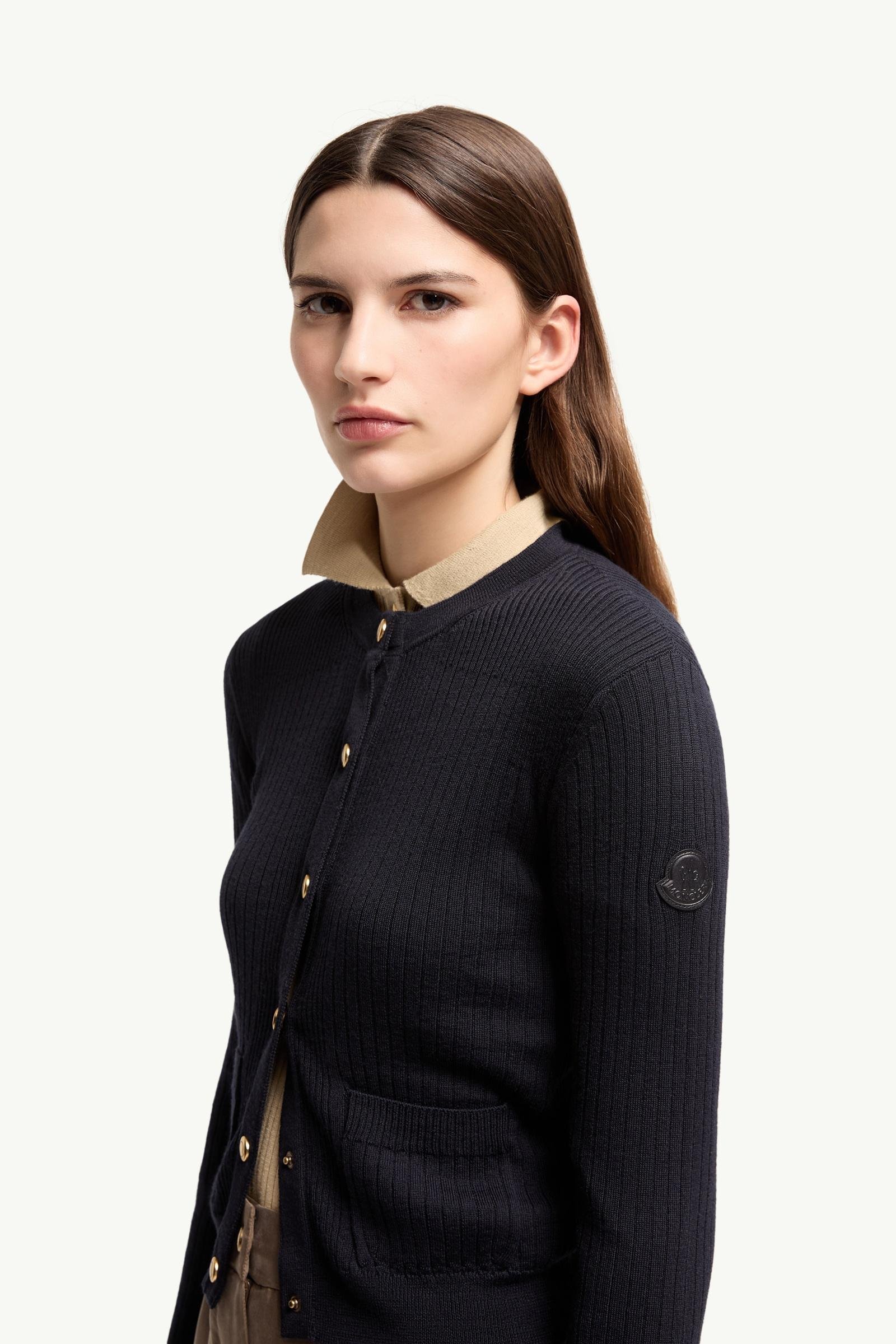 Leather Logo Wool Blend Cardigan - 图片 2