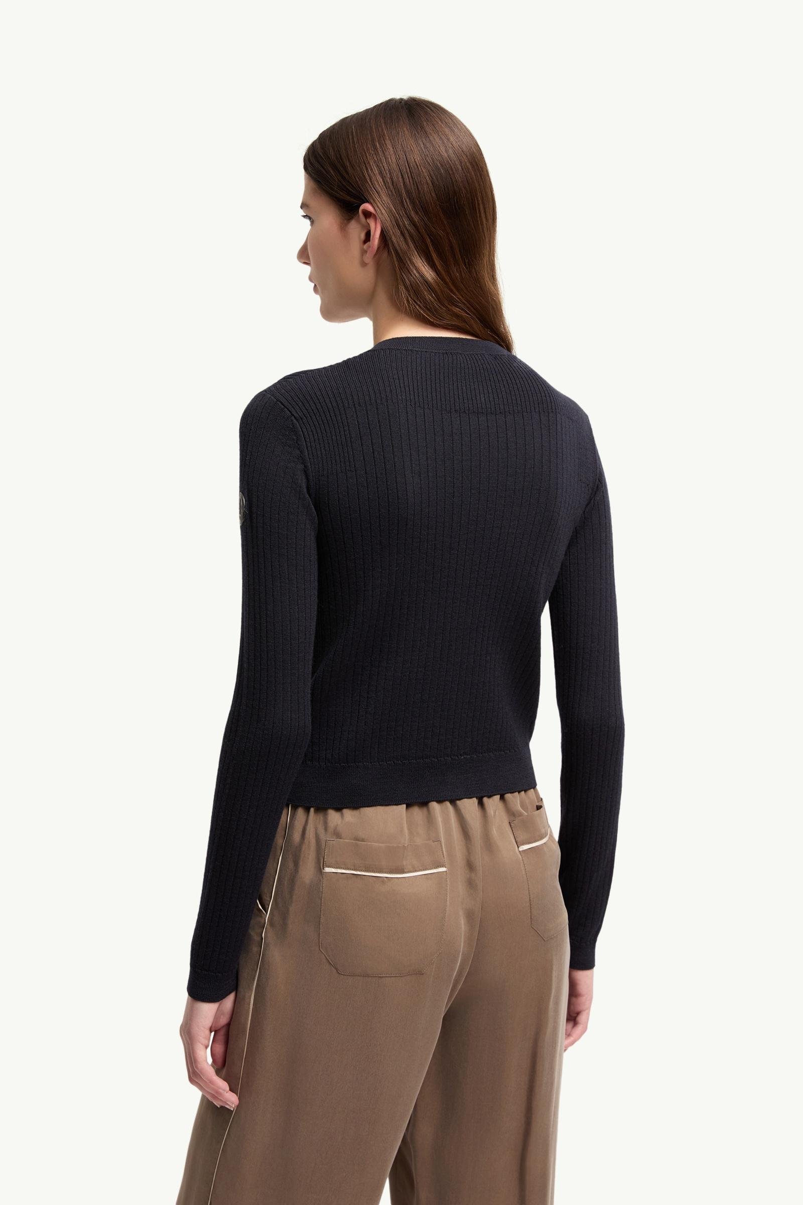 Leather Logo Wool Blend Cardigan - 图片 5