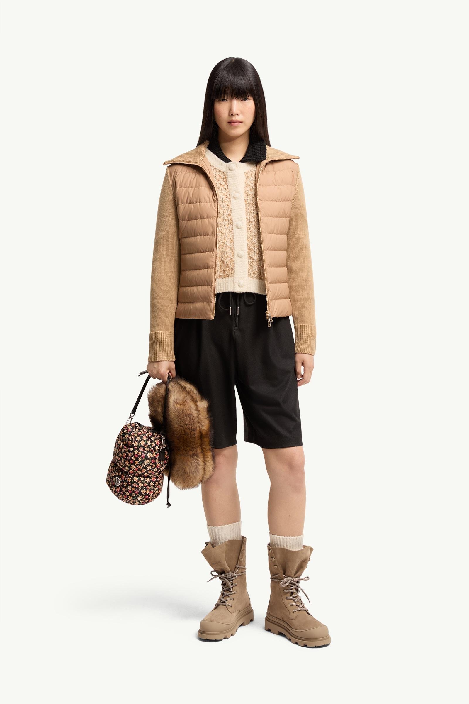 Padded Zip-Up Wool Cardigan