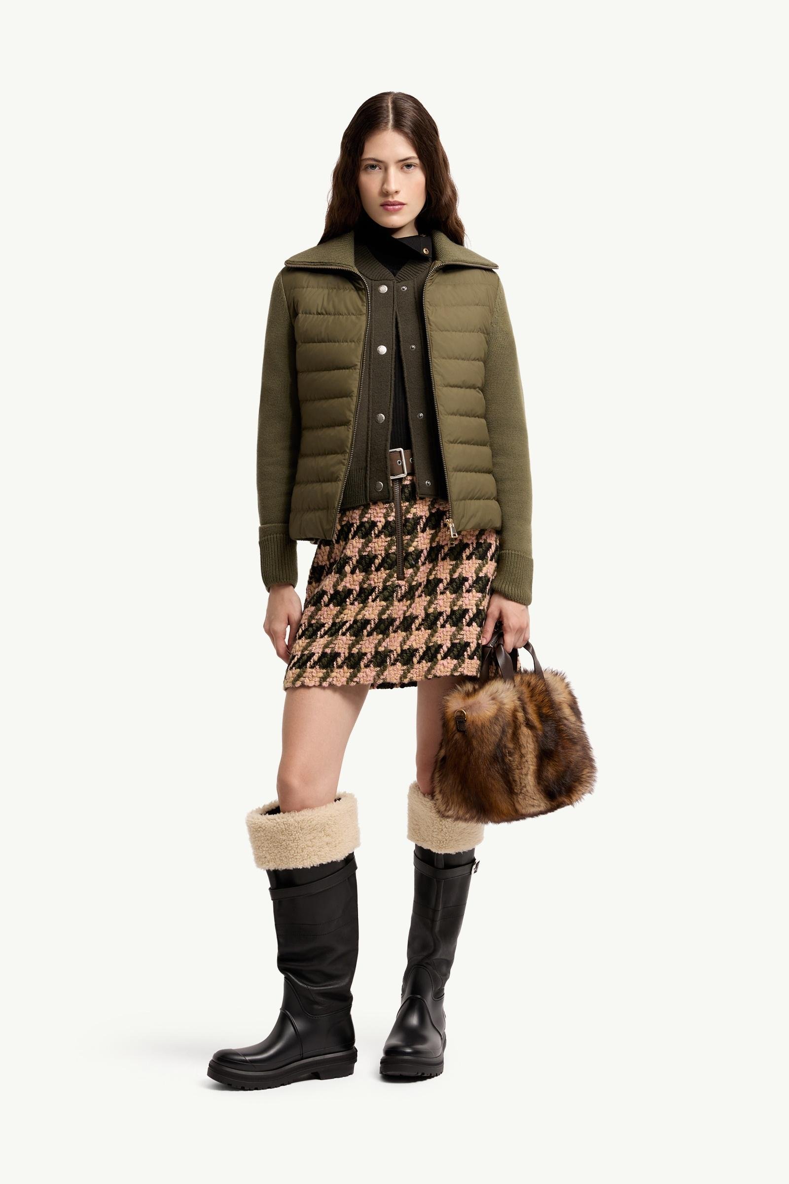 Padded Zip-Up Wool Cardigan
