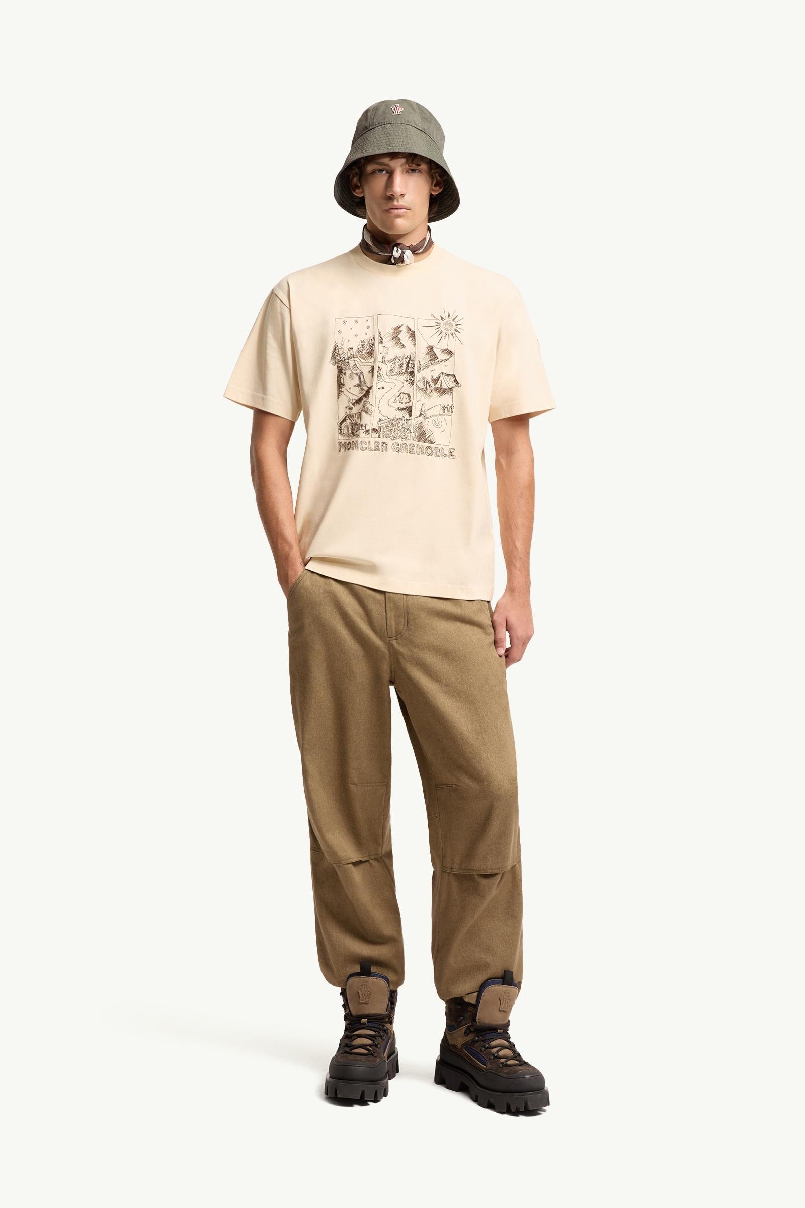 Mountain Landscape Print Cotton T-Shirt