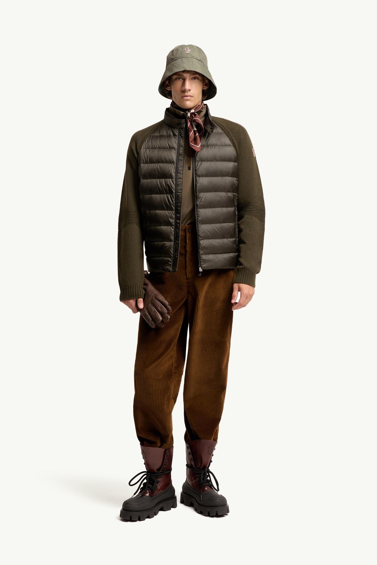 Wool Blend Padded Zip-Up Cardigan