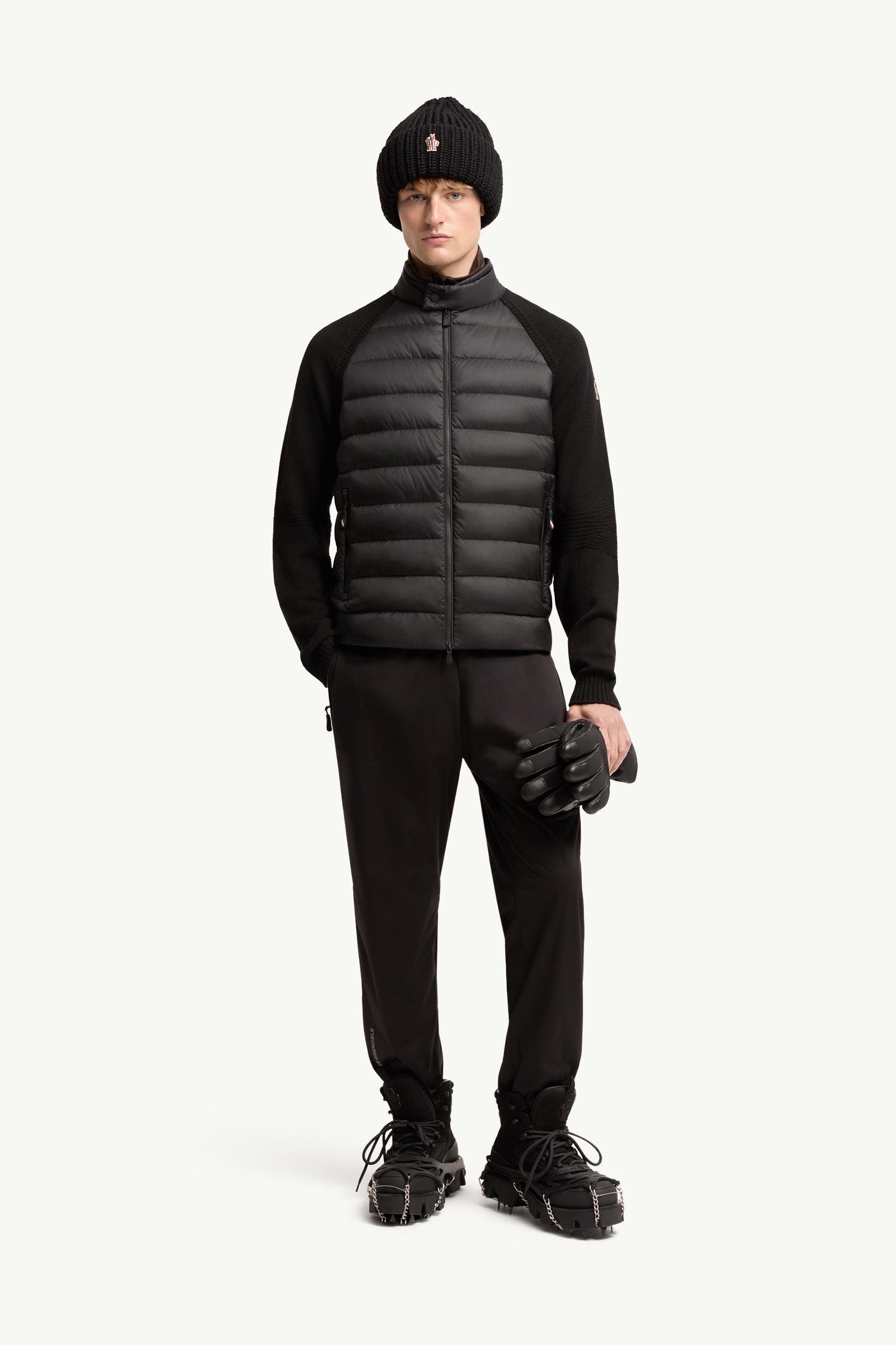 Wool Blend Padded Zip-Up Cardigan