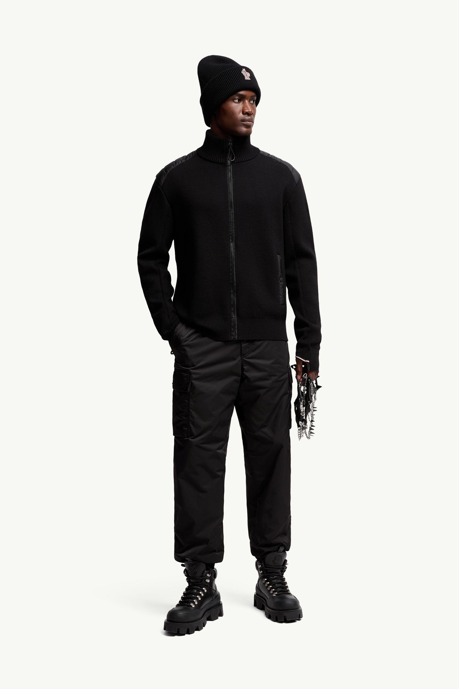 Wool Blend Padded Zip-Up Cardigan