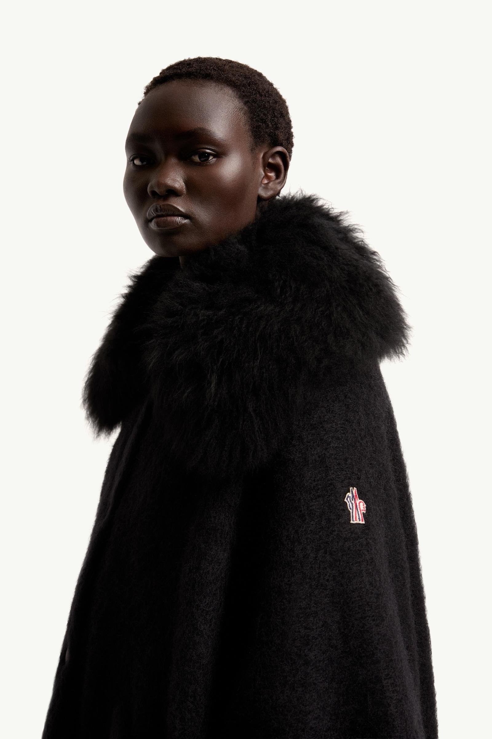 Alternative view of Shearling Collar Mohair, Alpaca & Wool Blend Cape