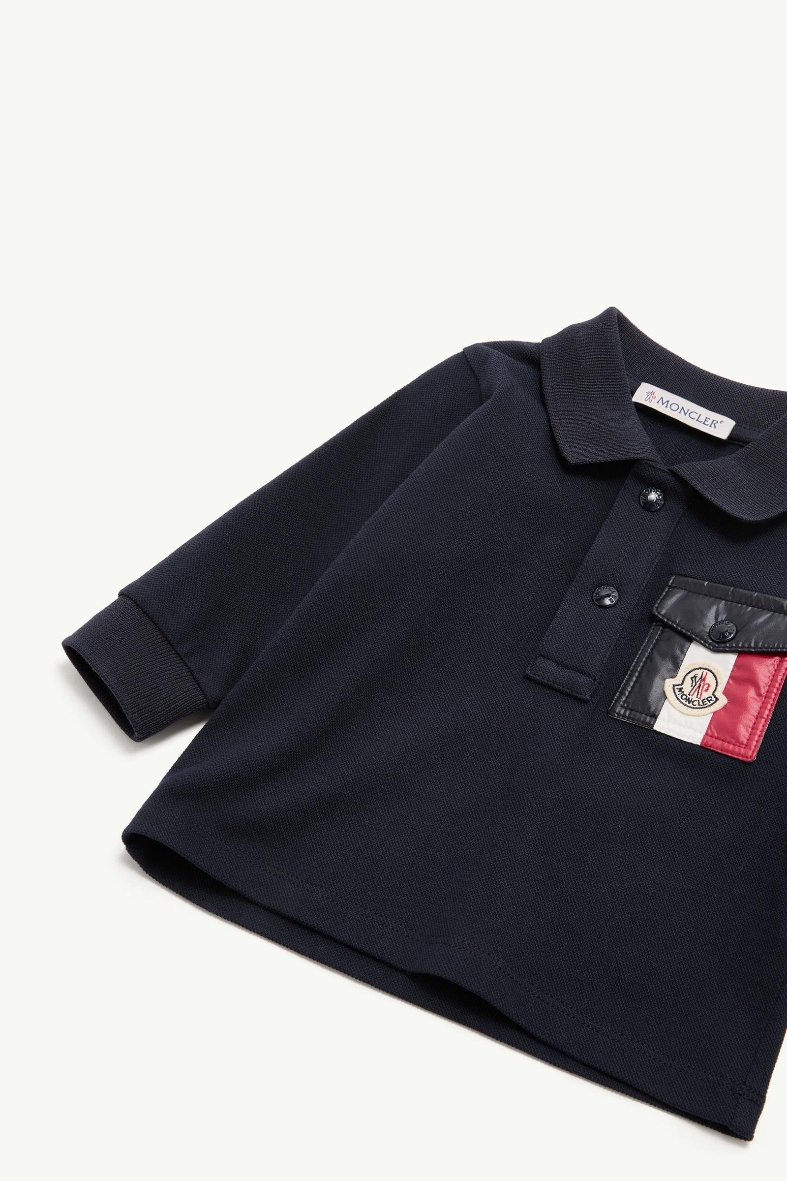 Alternative view of Tricolour Long Sleeve Cotton Piquet Polo Shirt
