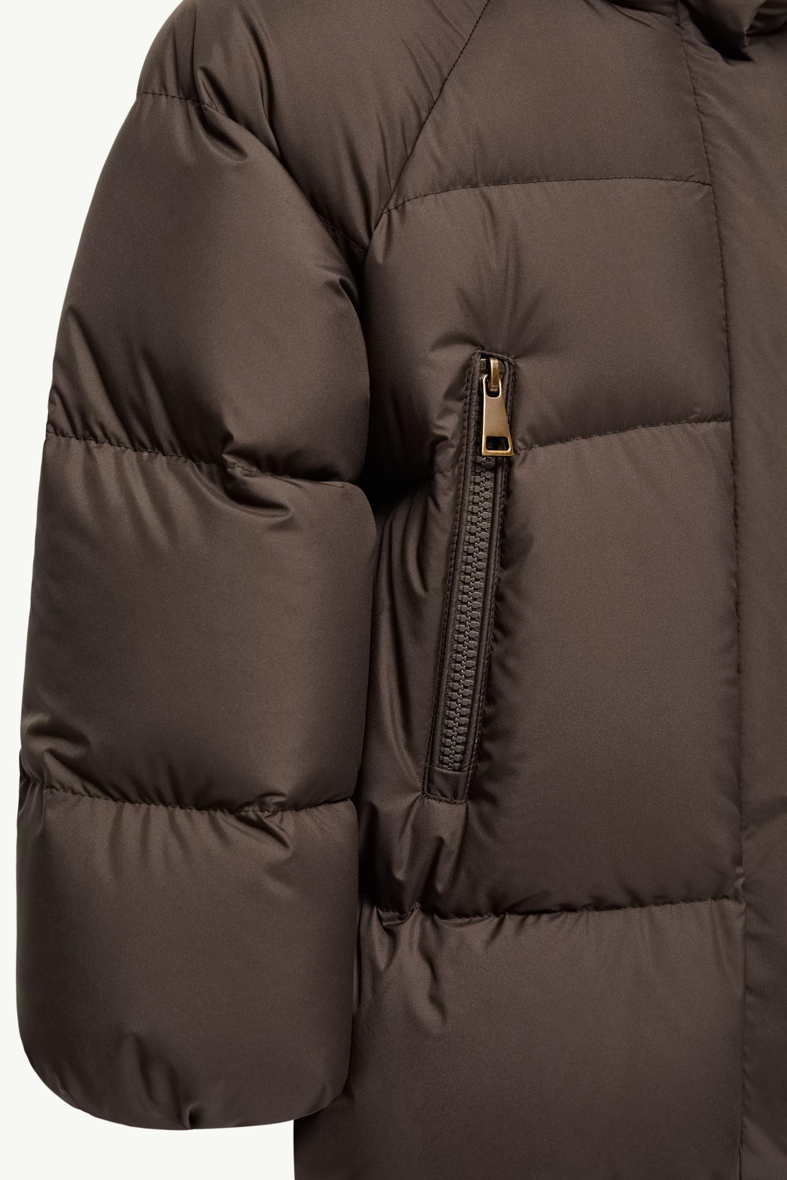 Duilla Hooded Wool Blend Trim Down Jacket - 图片 5