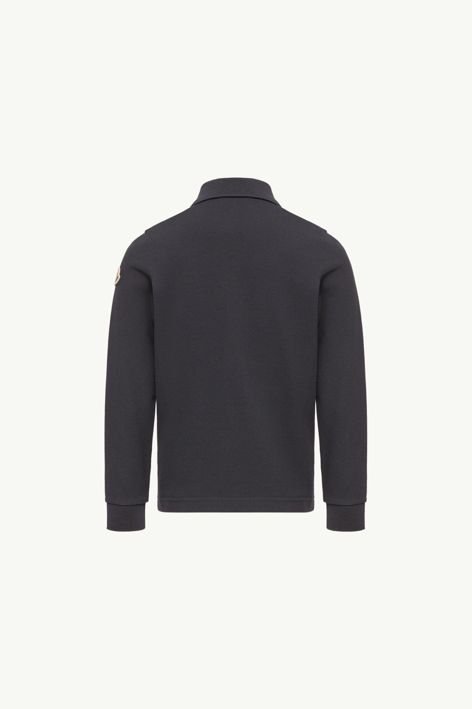 Cotton Piquet Long Sleeve Polo Shirt - 图片 4