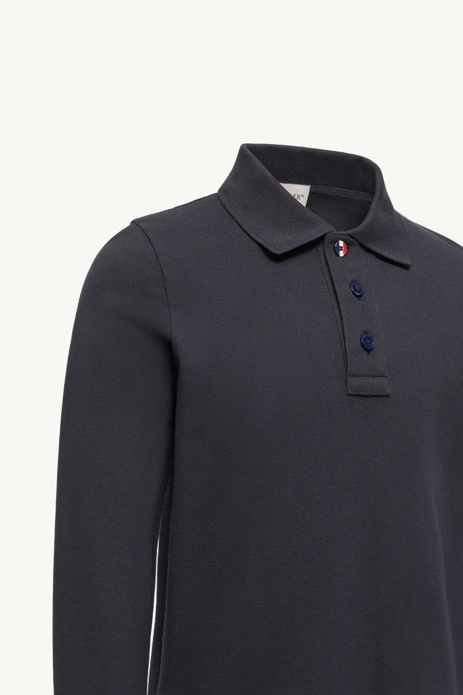Cotton Piquet Long Sleeve Polo Shirt - 图片 5
