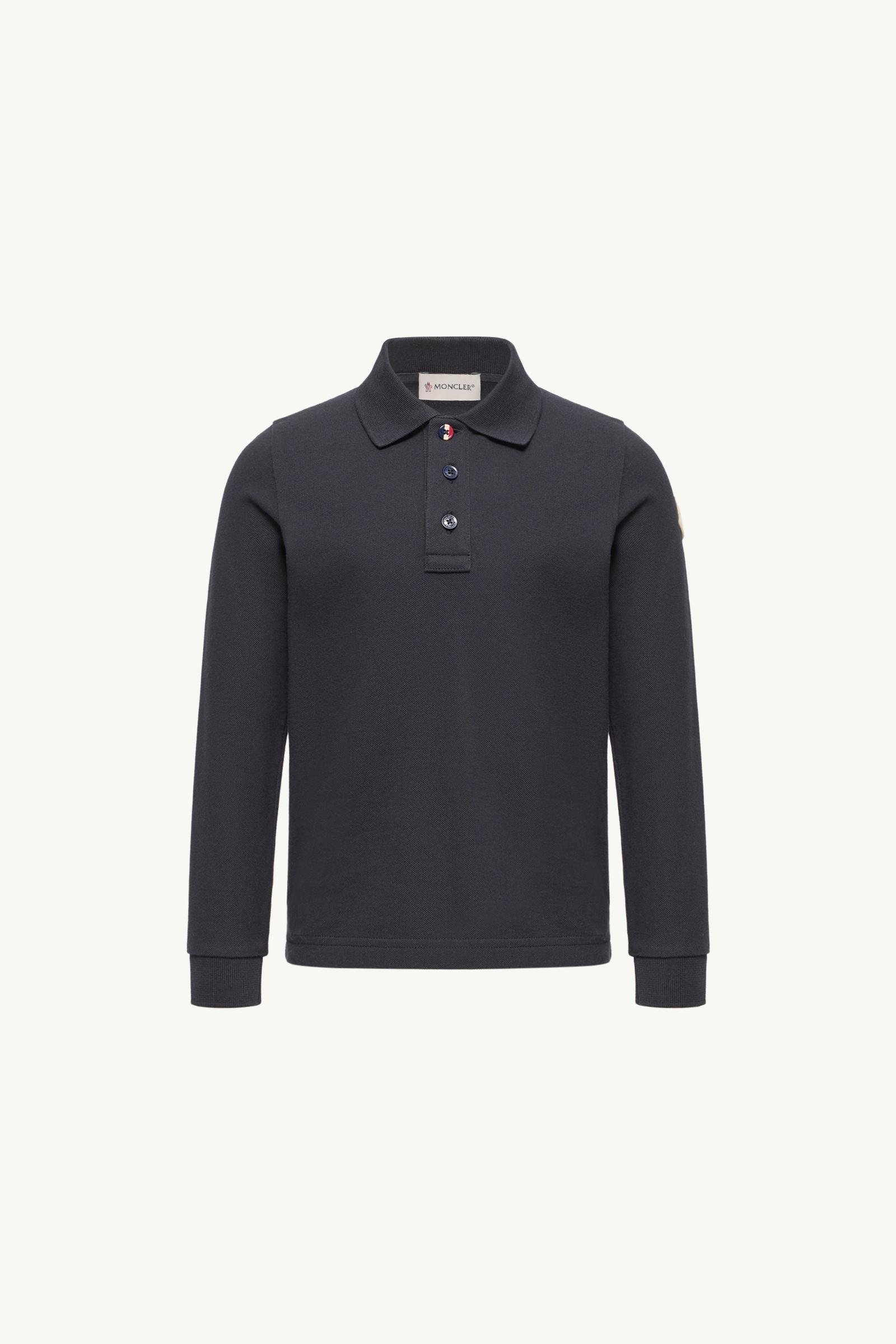 Cotton Piquet Long Sleeve Polo Shirt