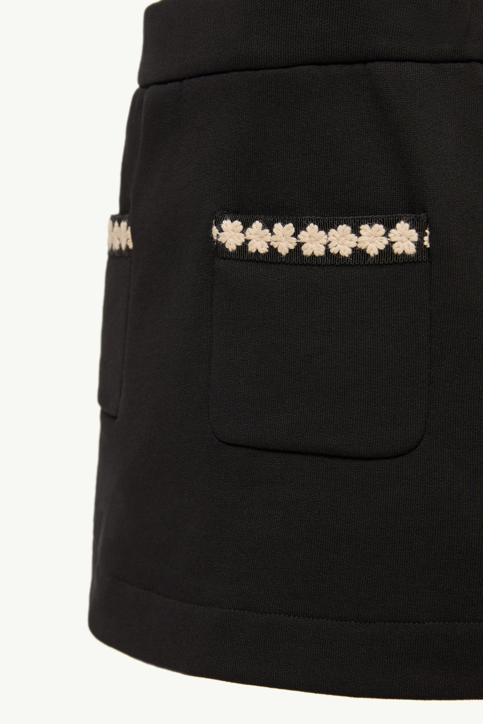 Floral Trim Cotton Skirt - 图片 3