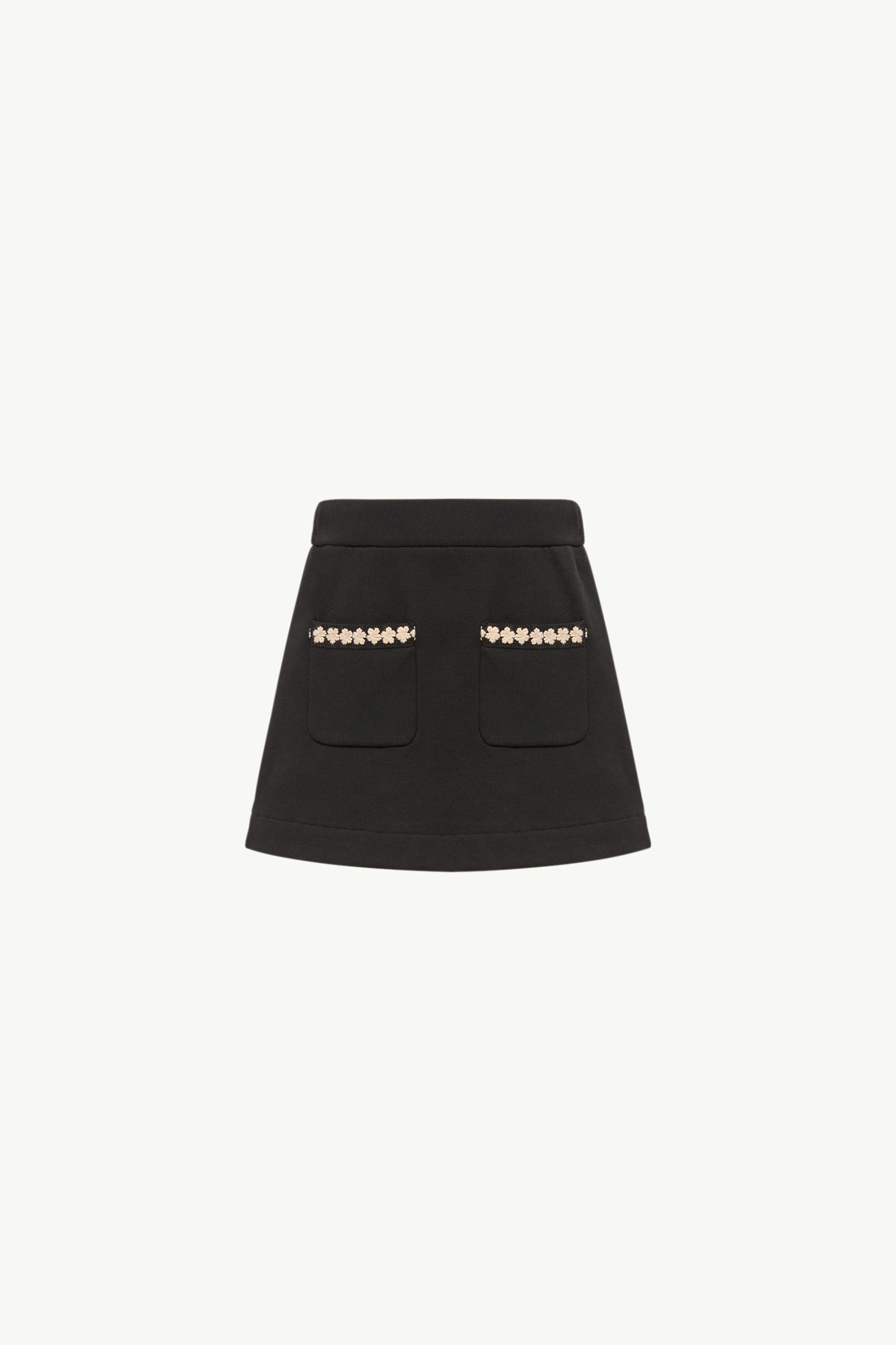 Floral Trim Cotton Skirt