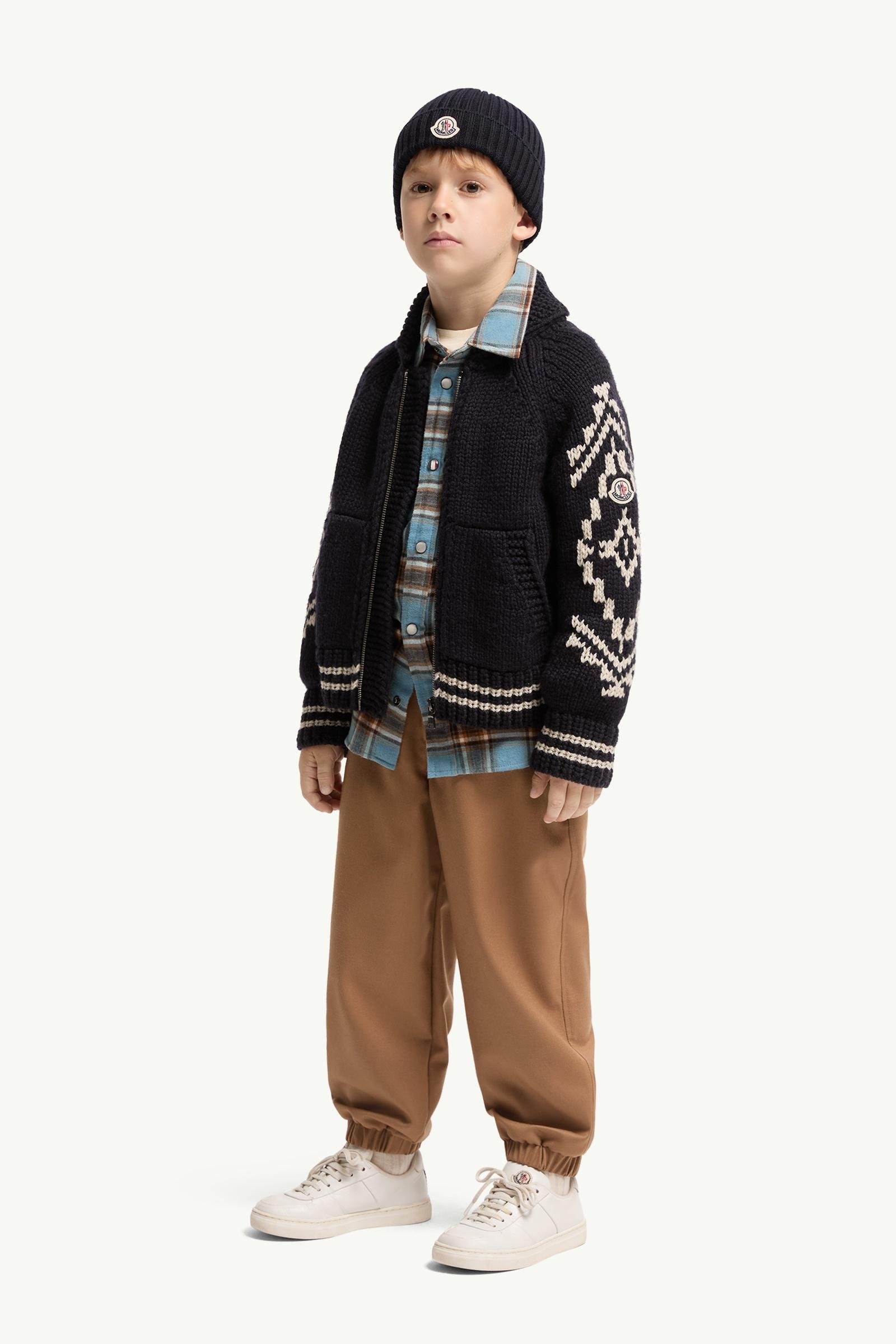 Alternative view of Geometric Jacquard Wool Blend Zip-Up Cardigan