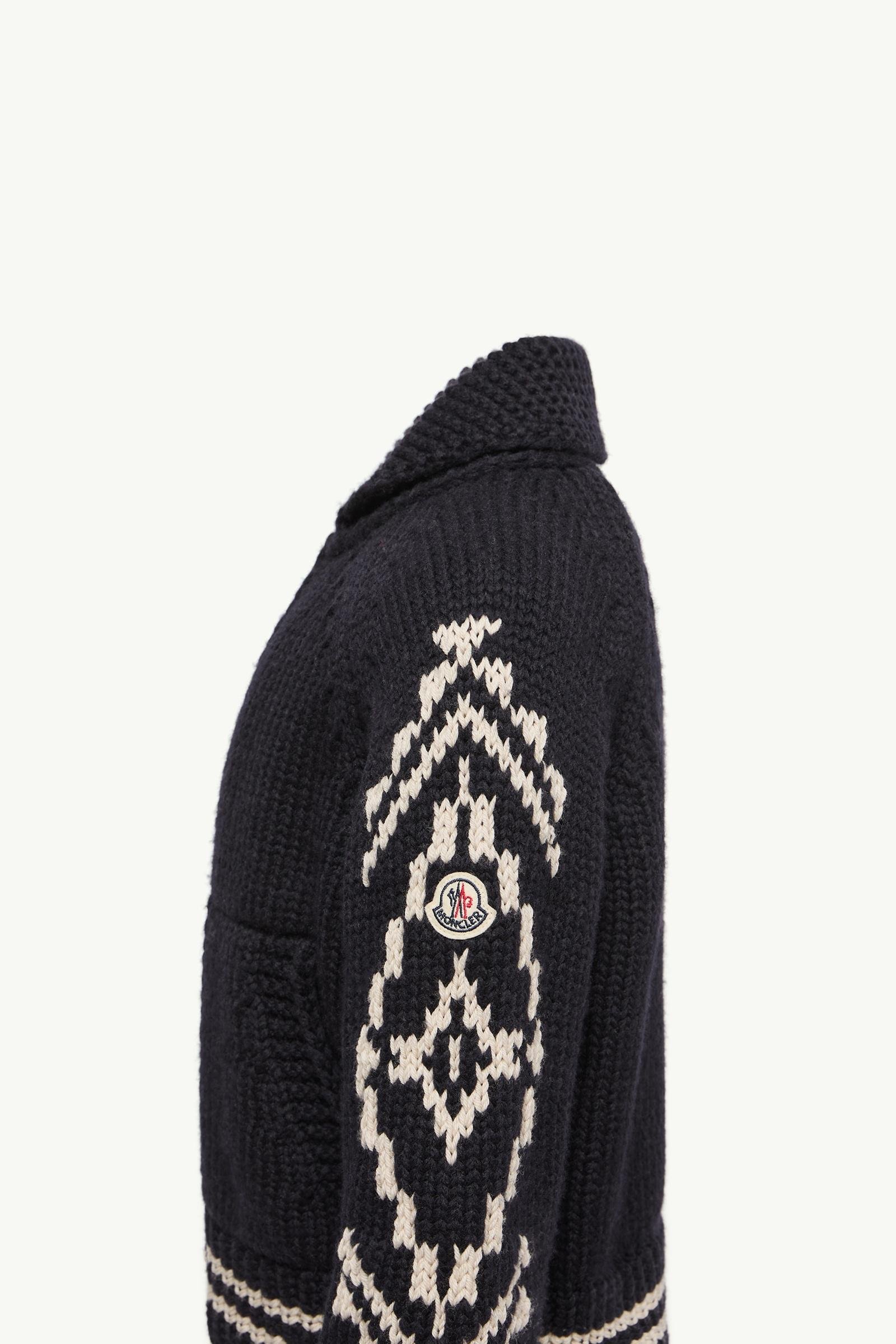Geometric Jacquard Wool Blend Zip-Up Cardigan - 图片 3